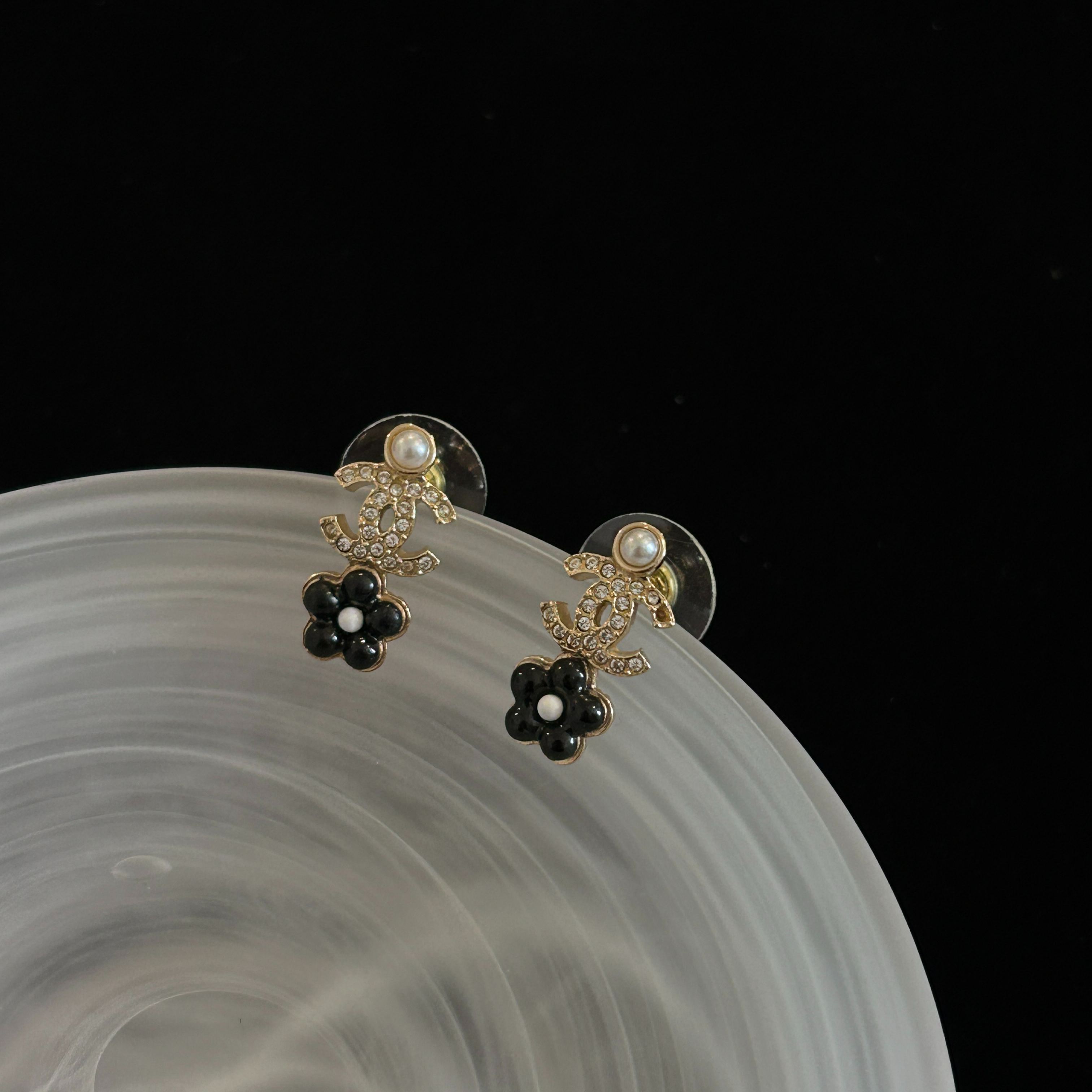 C Flower Double C Full Diamond Earrings