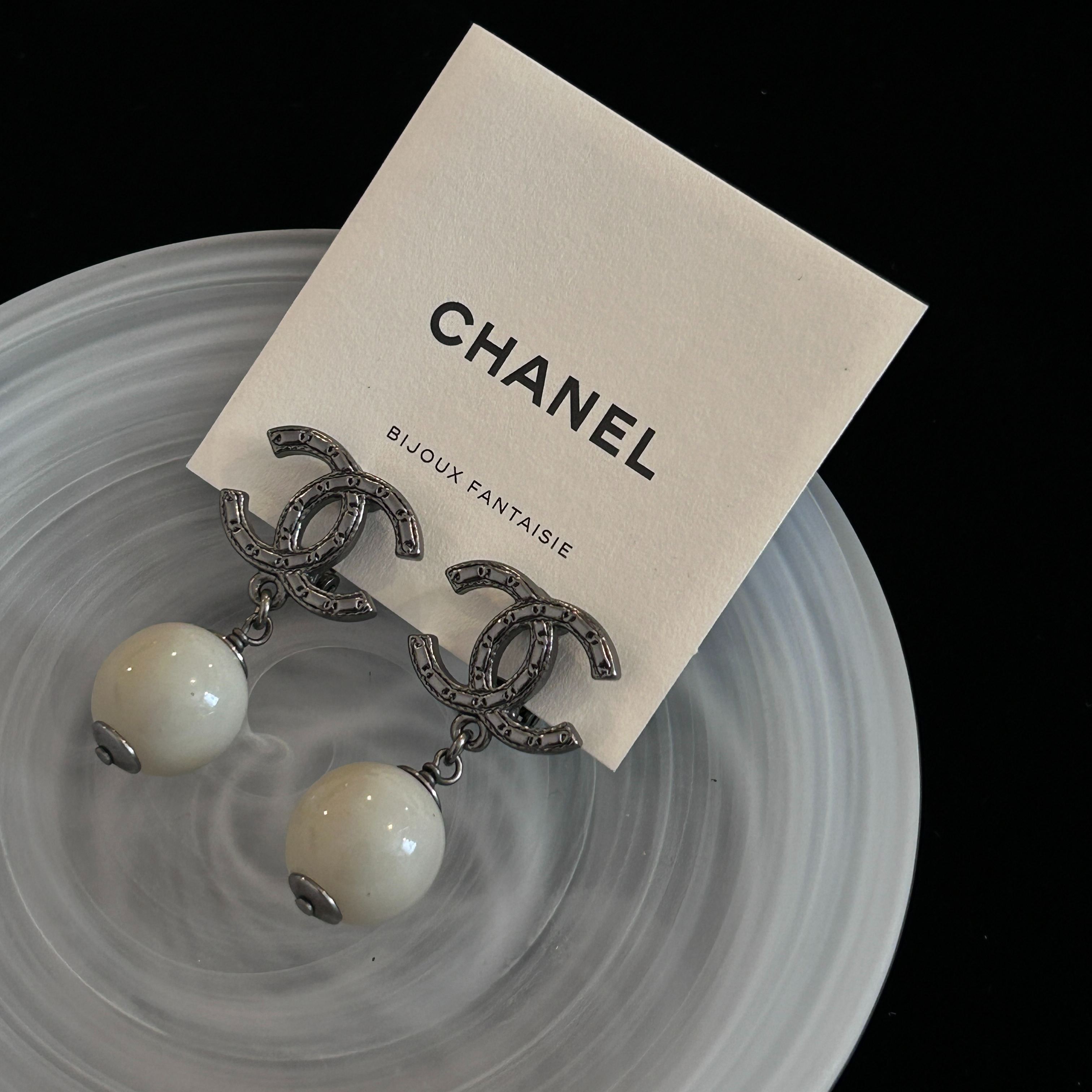 C Double C pearl pendant earrings