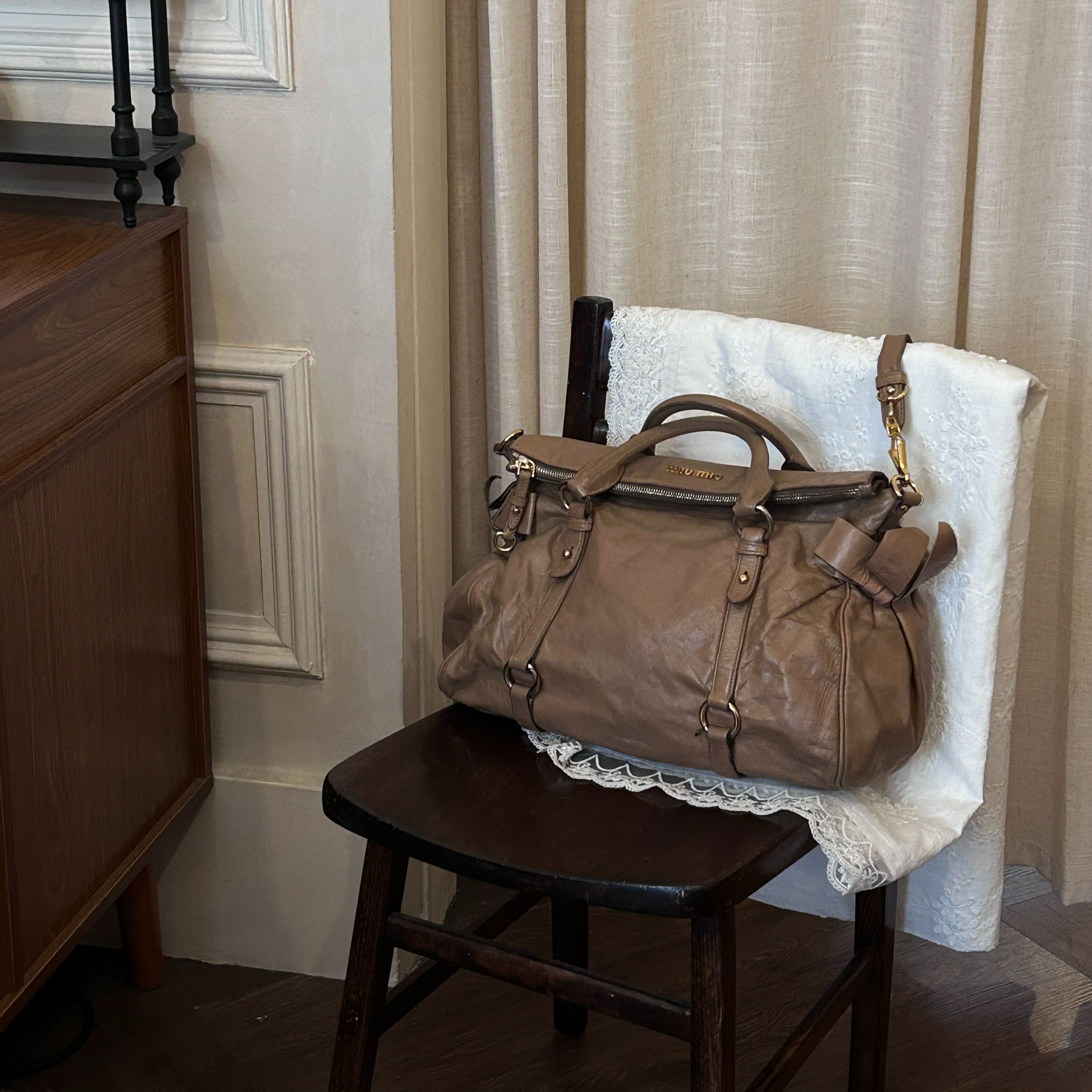 M Toffee Brown Bow Motorcycle big Bag