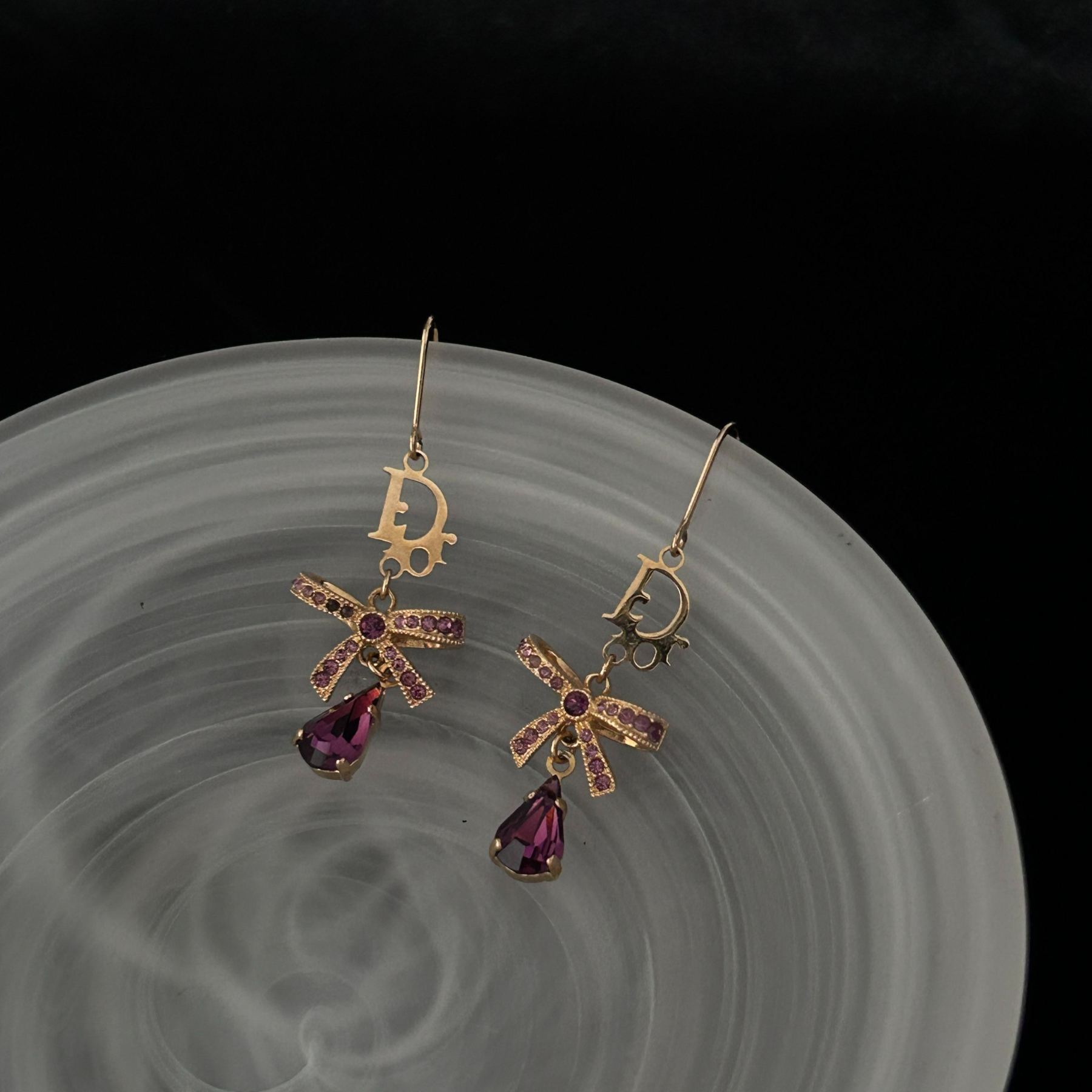 D Butterfly Diamond Teardrop Pendant earrings