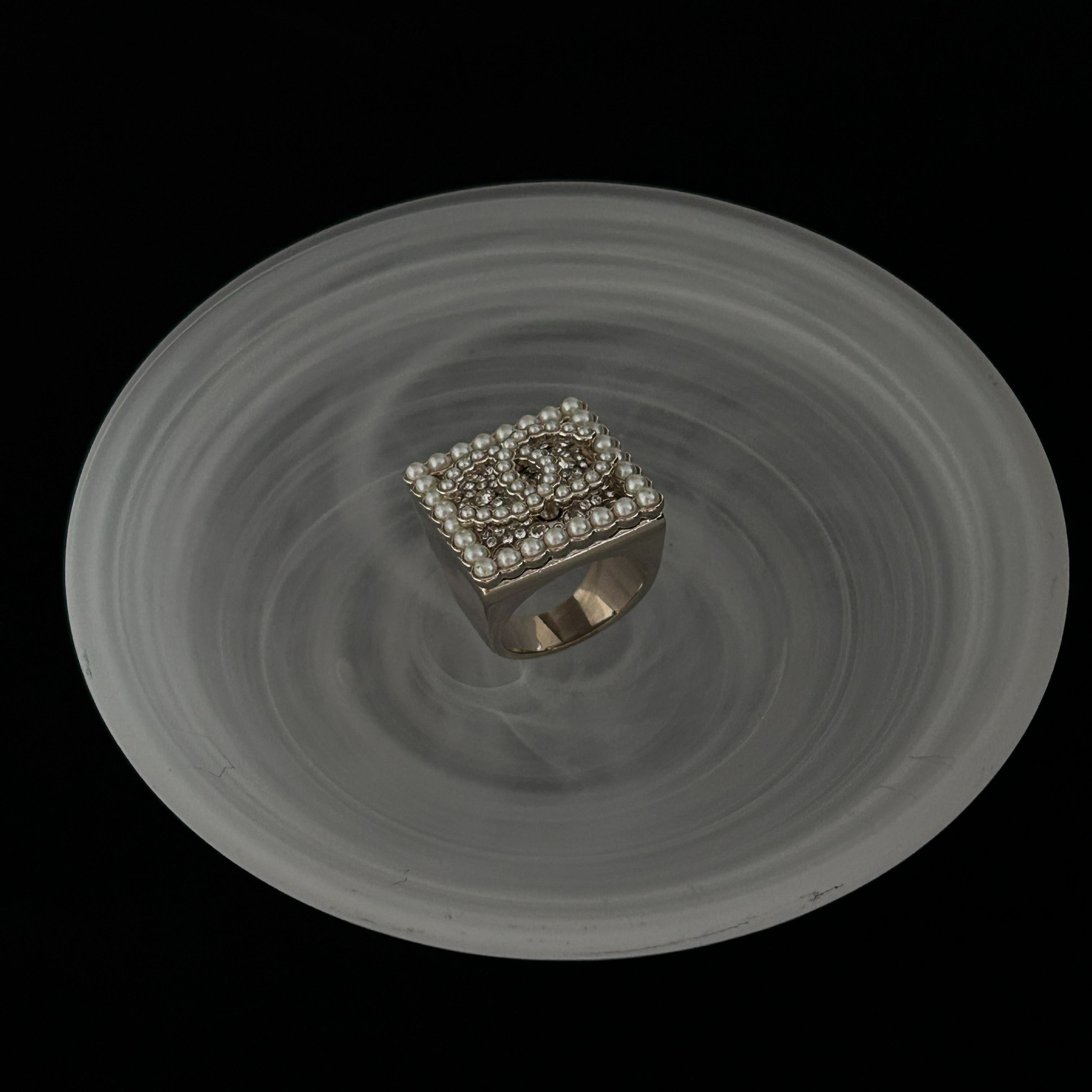 C Double C Pearl Square Ring