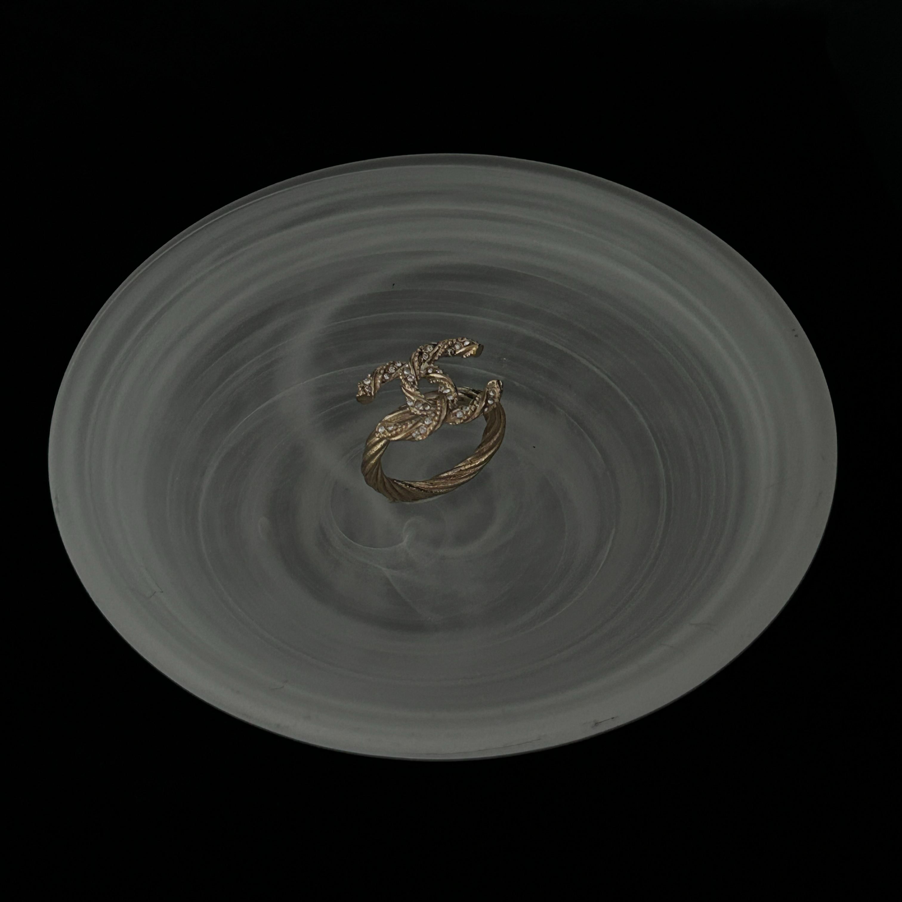 C Twisted rhinestone ring
