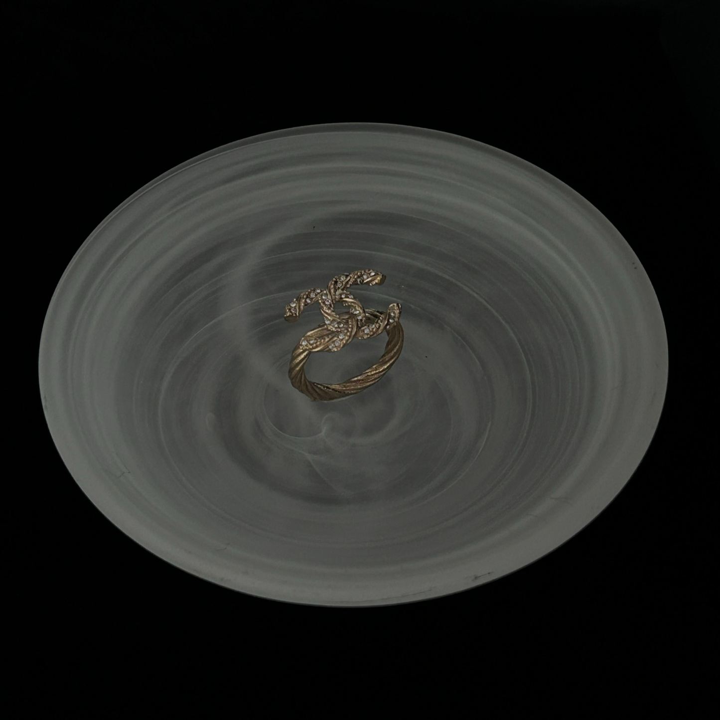C Twisted rhinestone ring