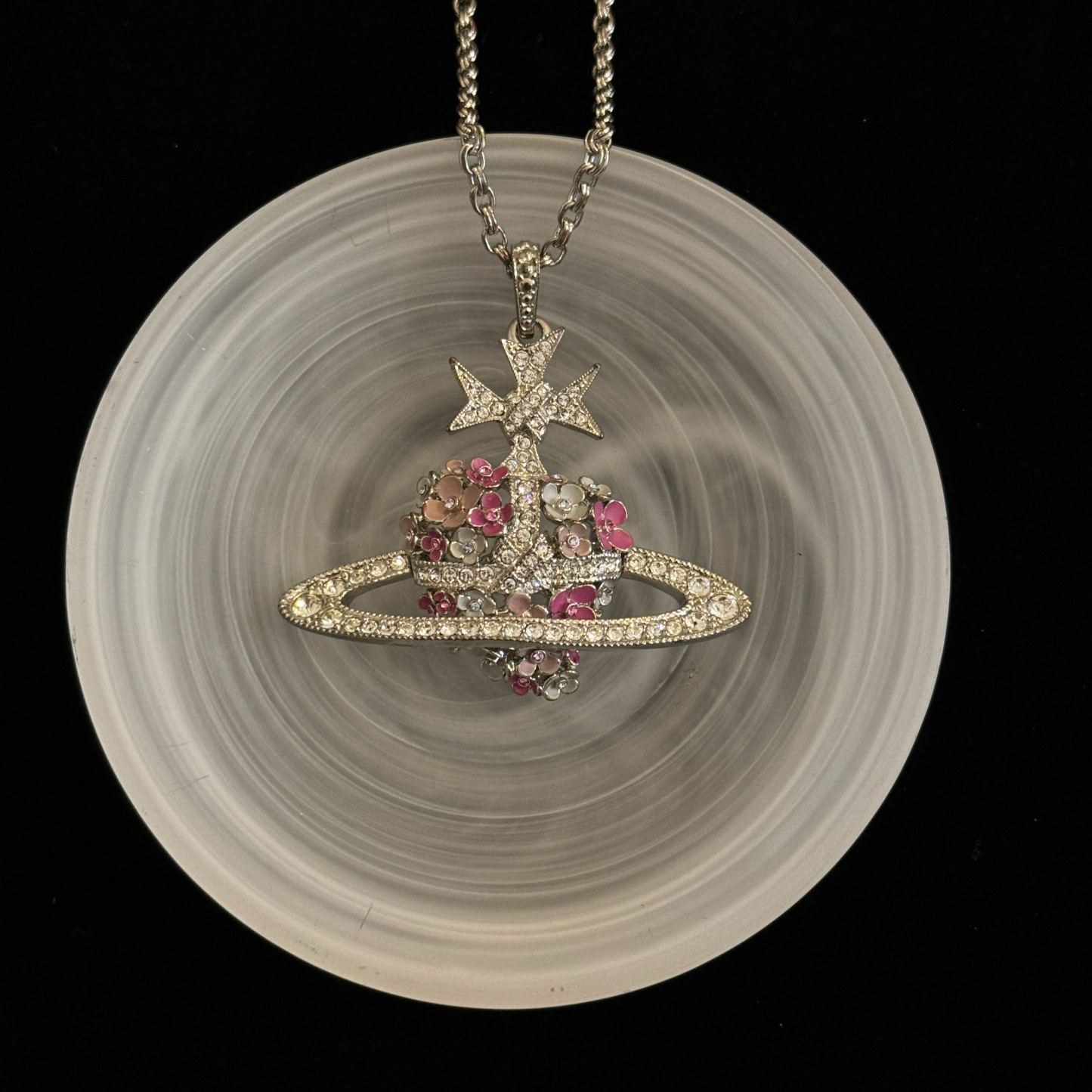 V Colorful flower Saturn necklace