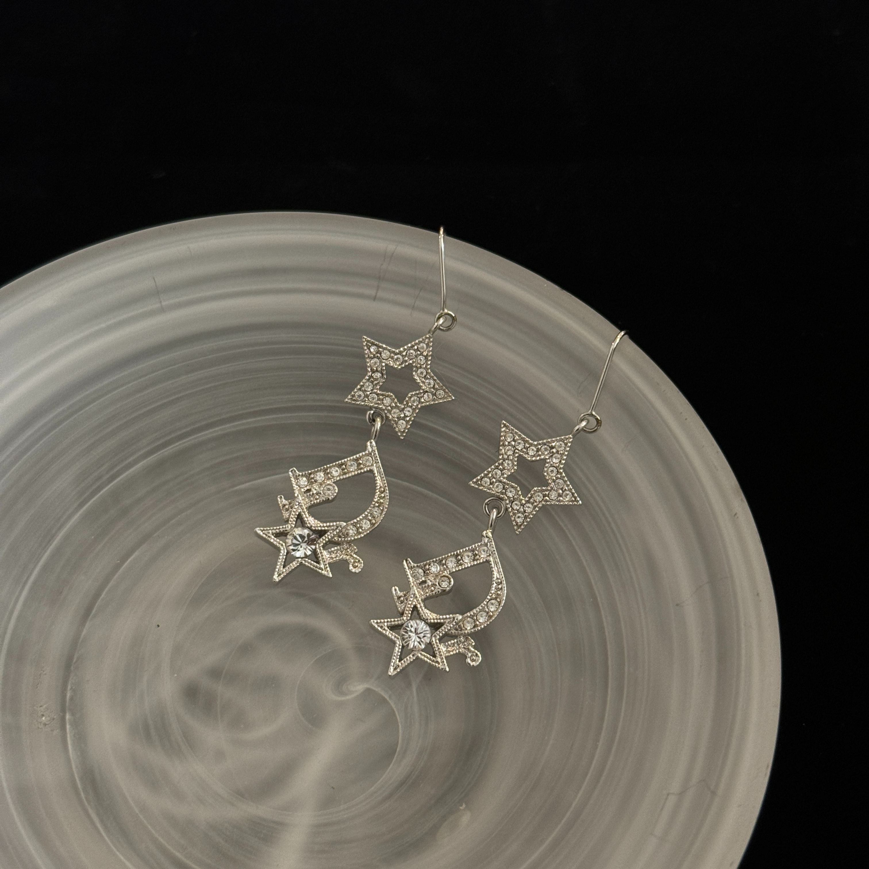 D Star and letter pendant Earrings
