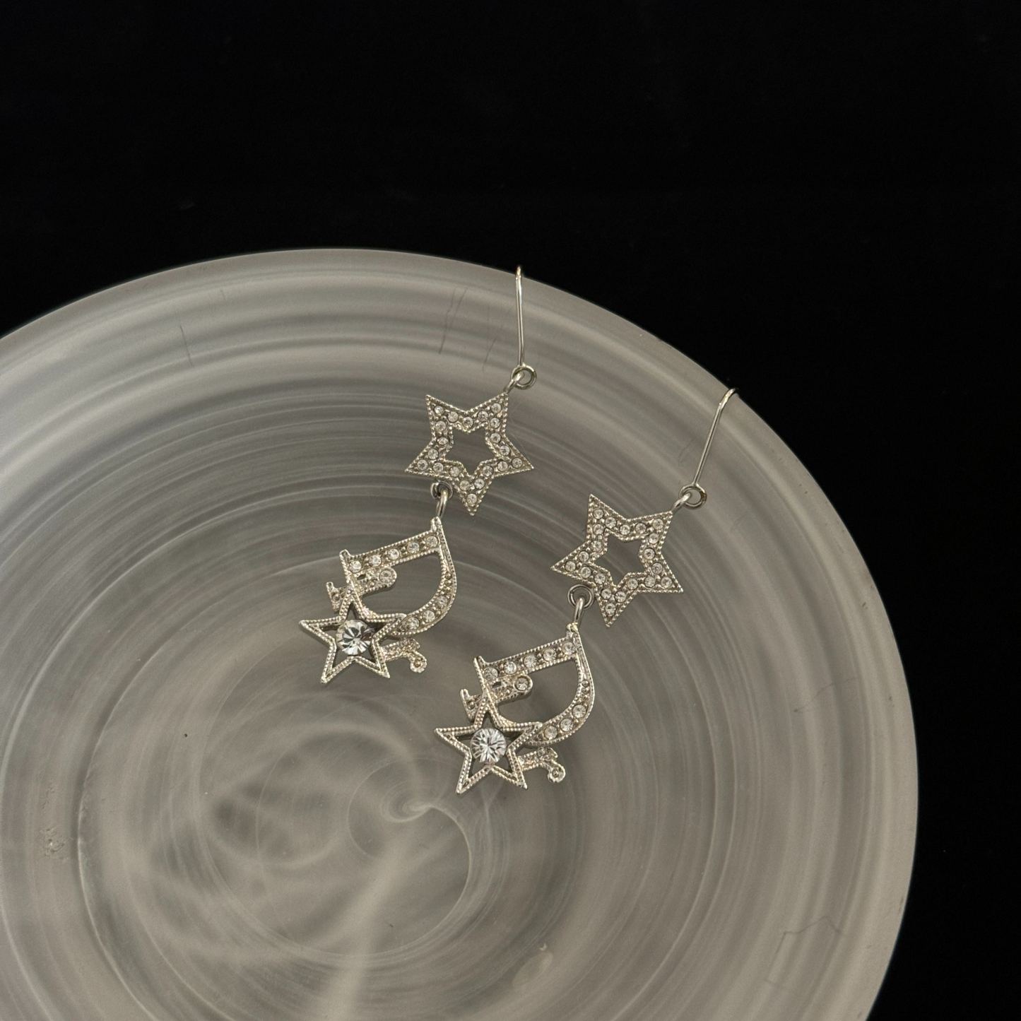 D Star and letter pendant Earrings