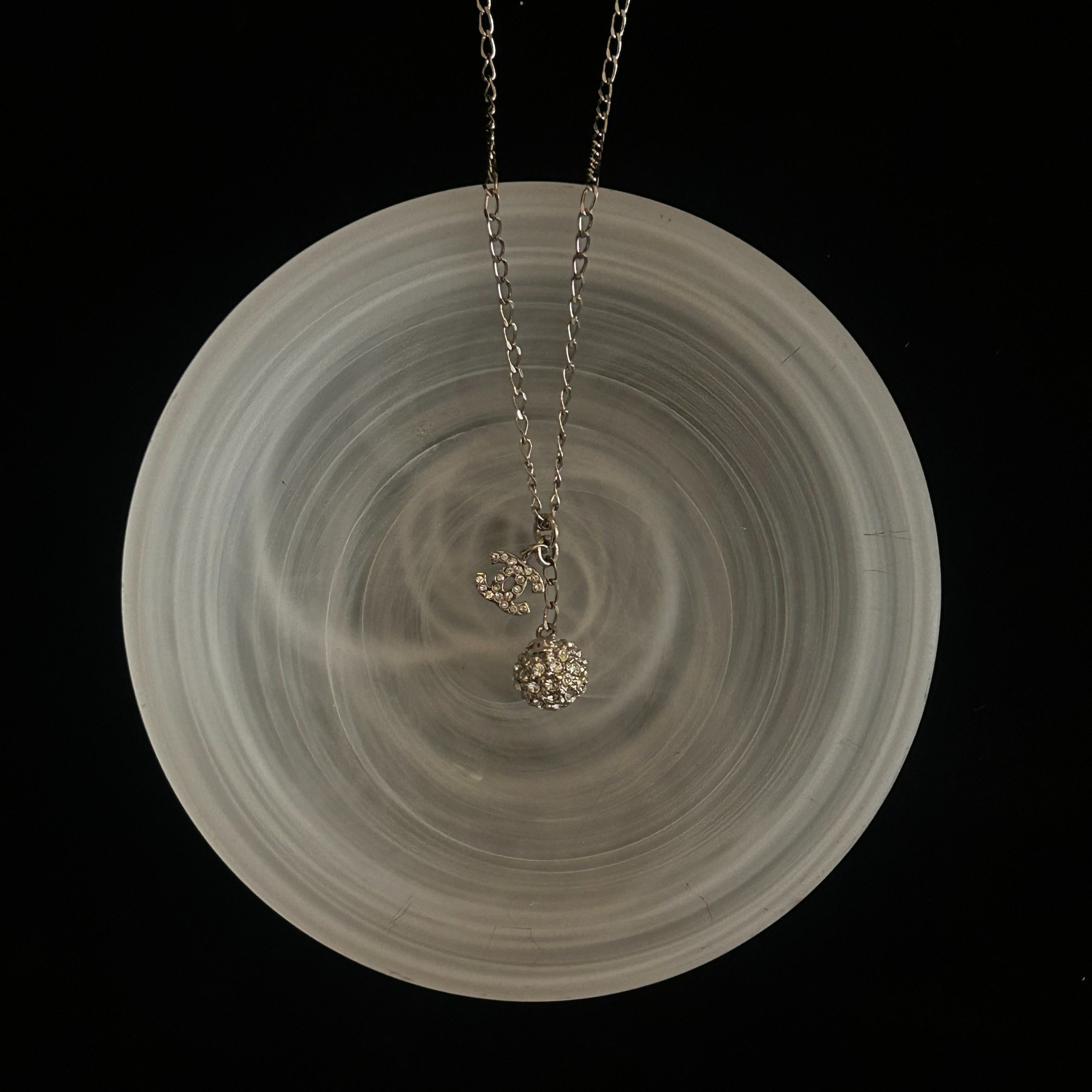 C Double C full diamond ball necklace