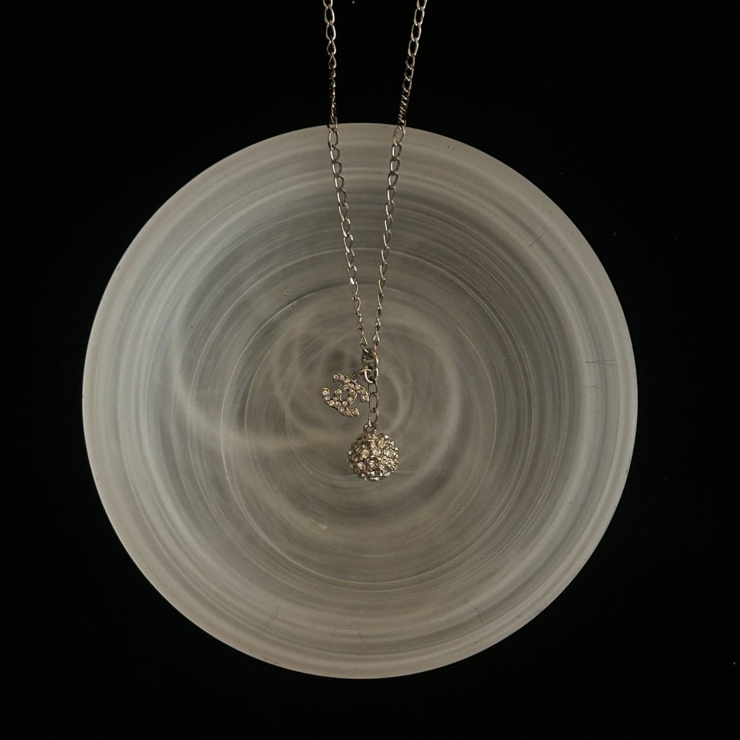 C Double C full diamond ball necklace