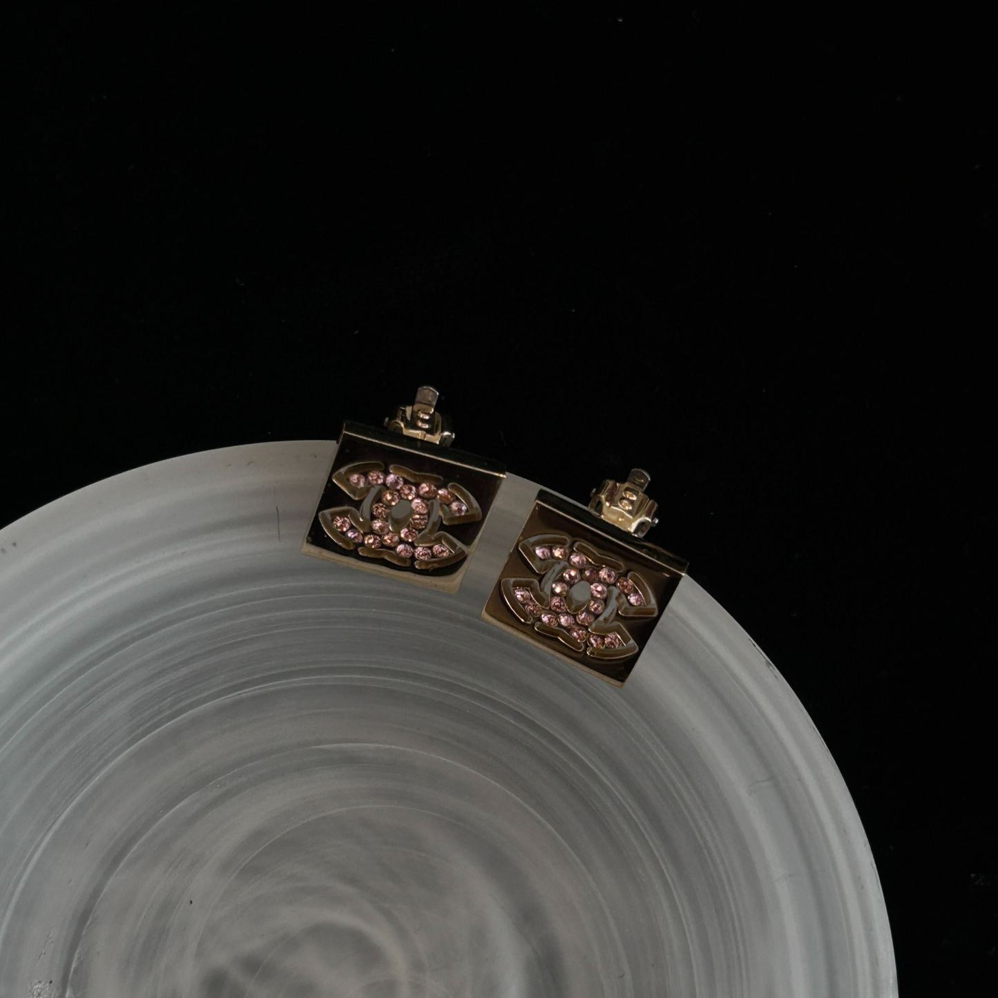 C Square Pink Diamond Ear Clip