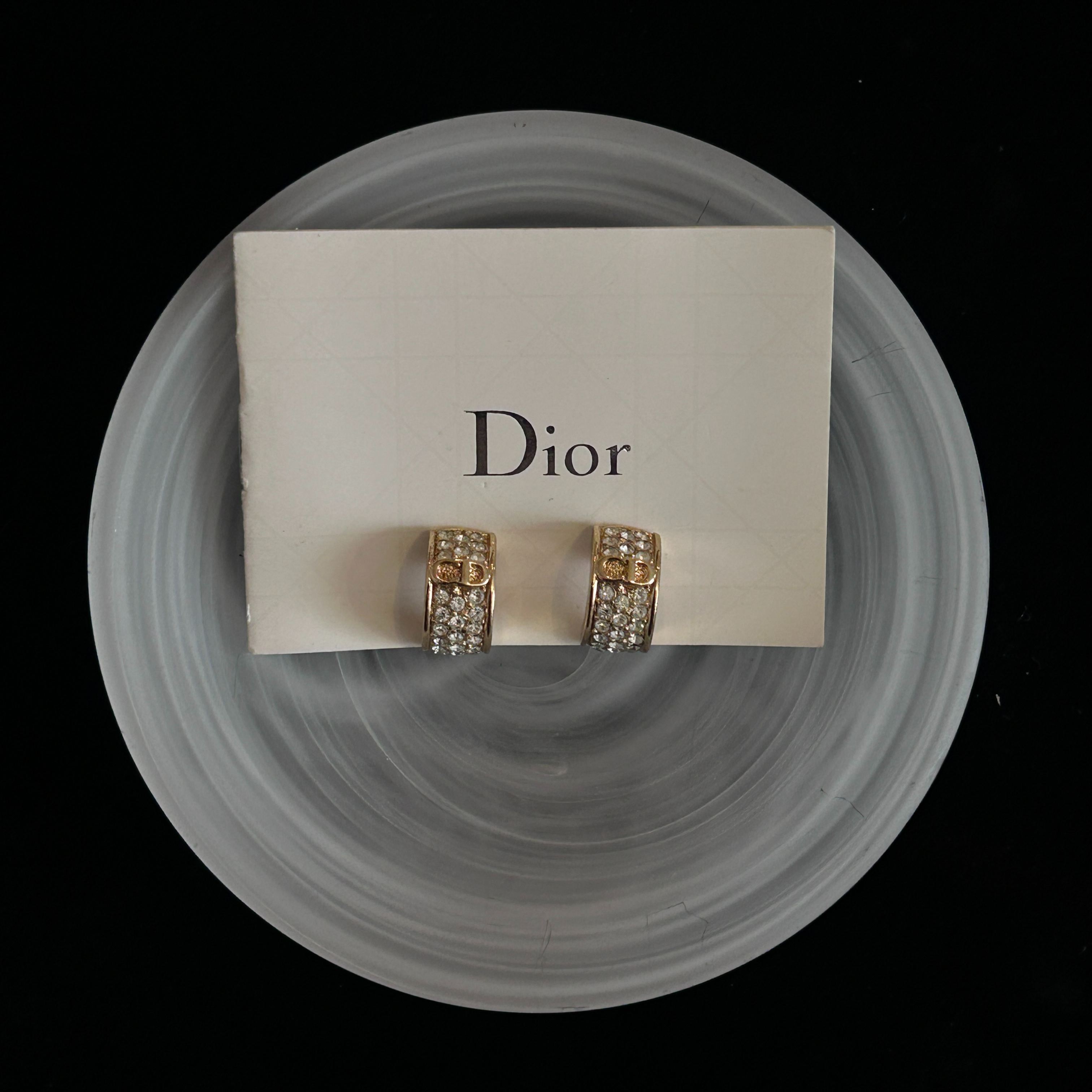 D Nameplate CD rhinestone gold earrings