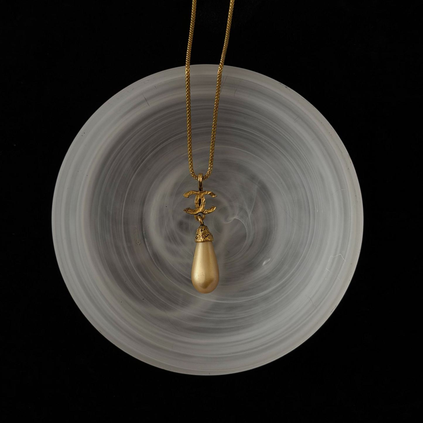 C Teardrop Pearl Pendant Necklace