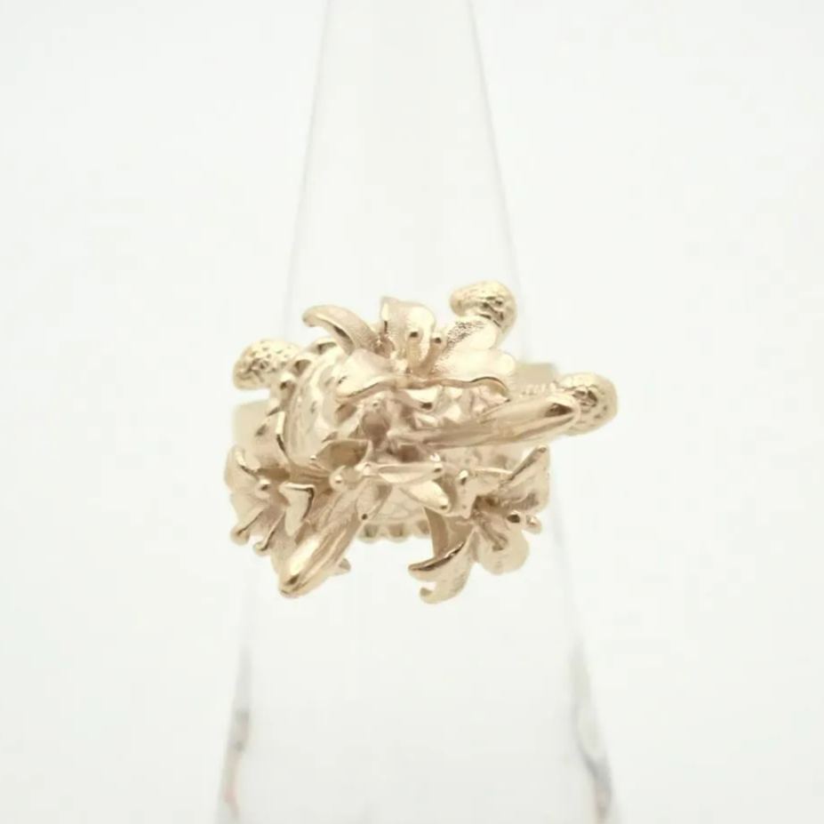 D Gold Flower ring