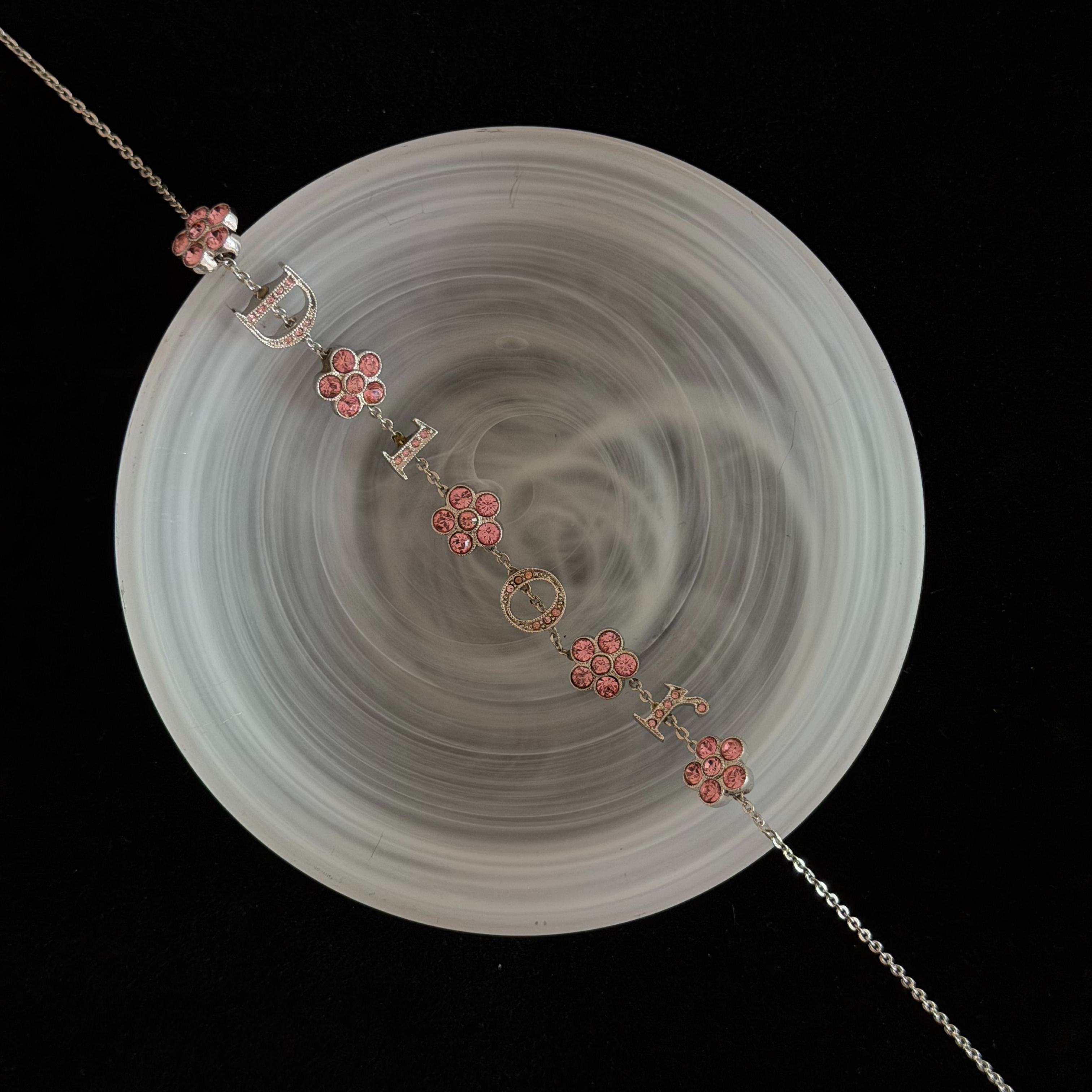 D Diamond Flower Pink Necklace