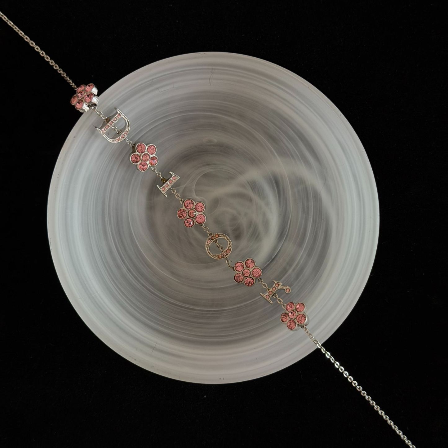 D Diamond Flower Pink Necklace
