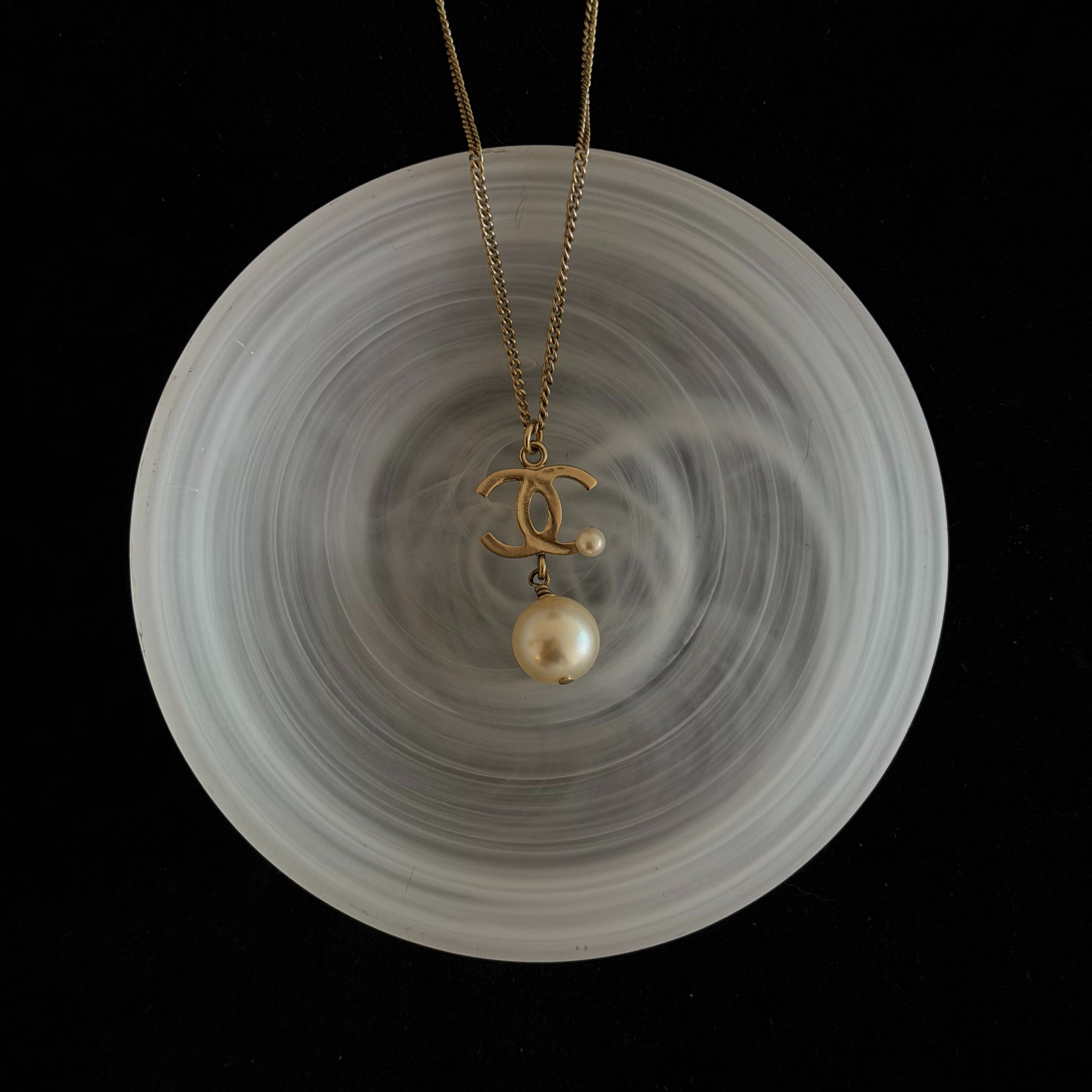 C Double C Pearl Pendant Necklace