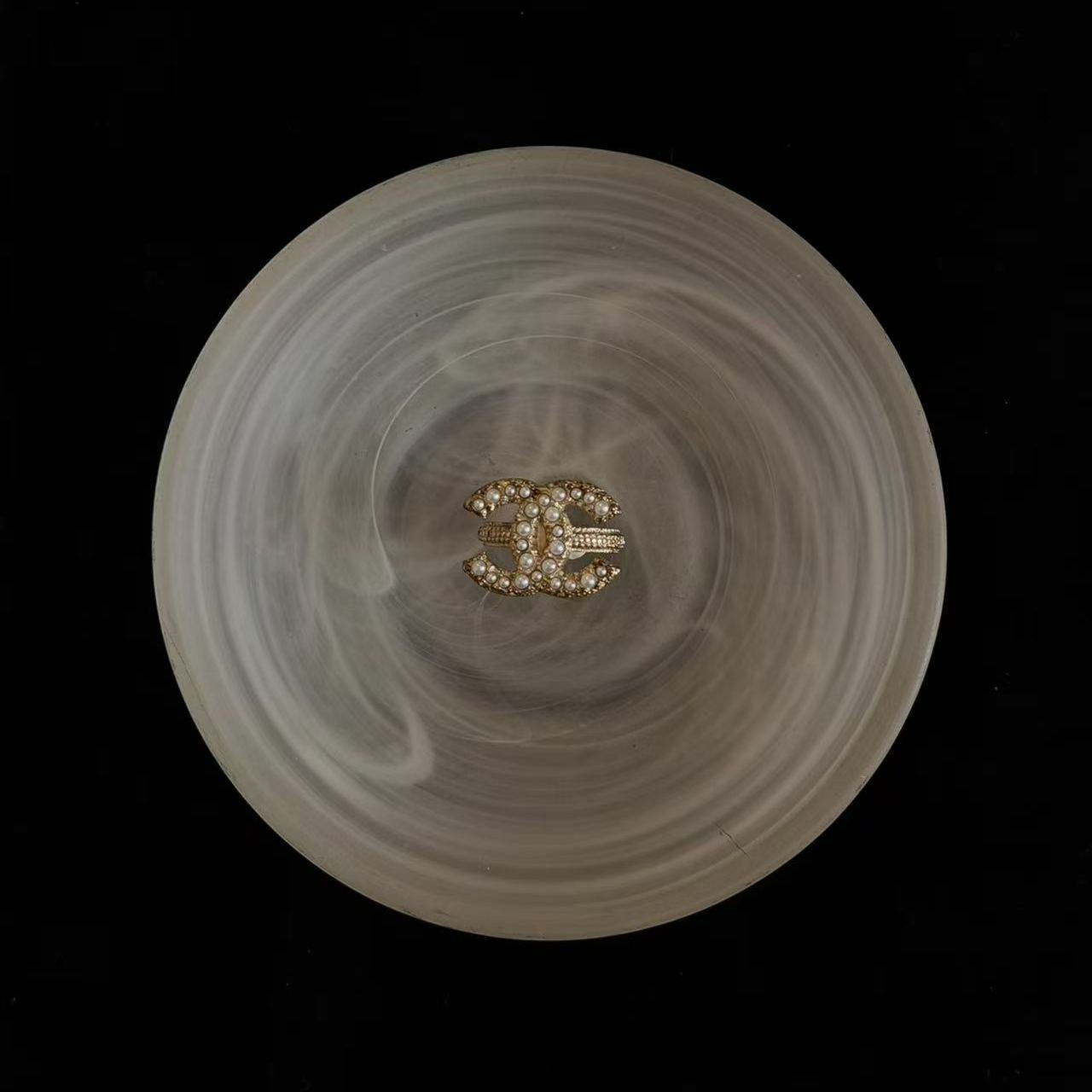 C Double C pearl ring