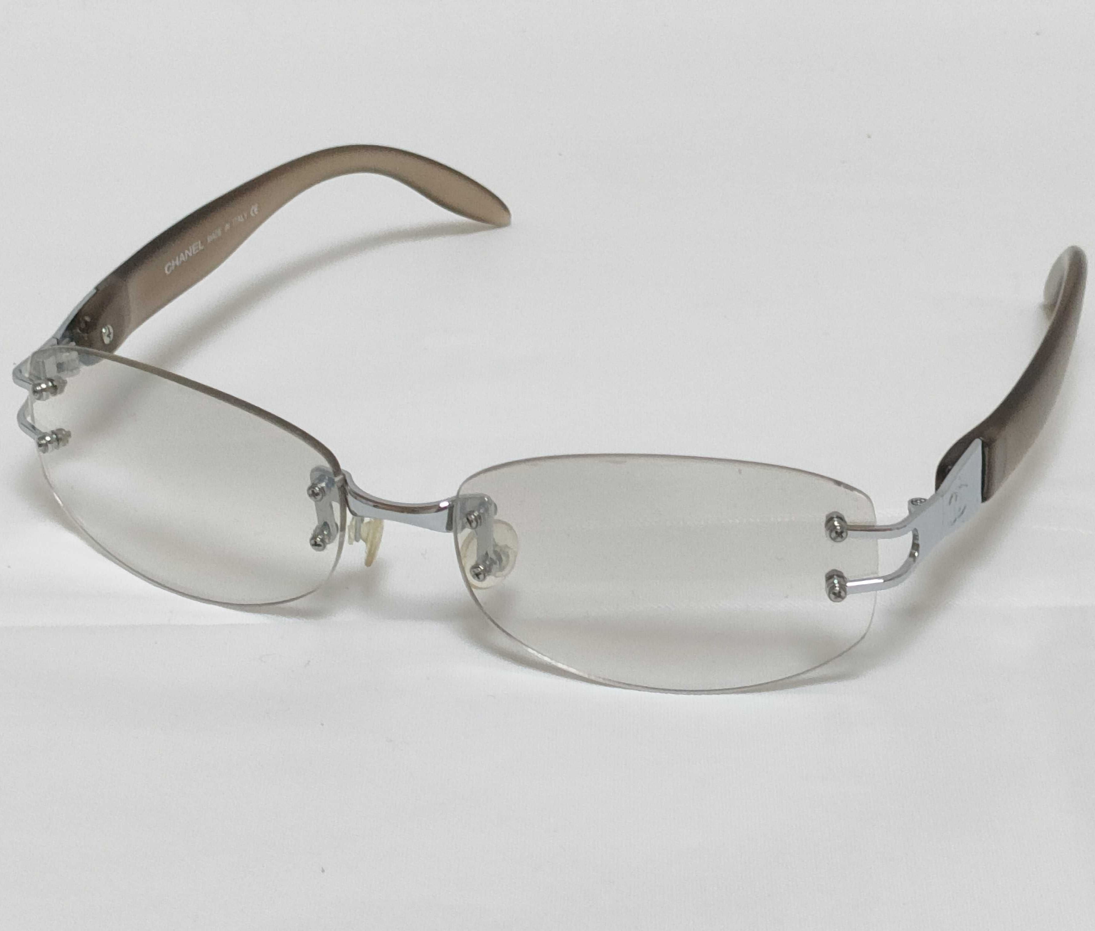 C Frameless silver logo sunglasses