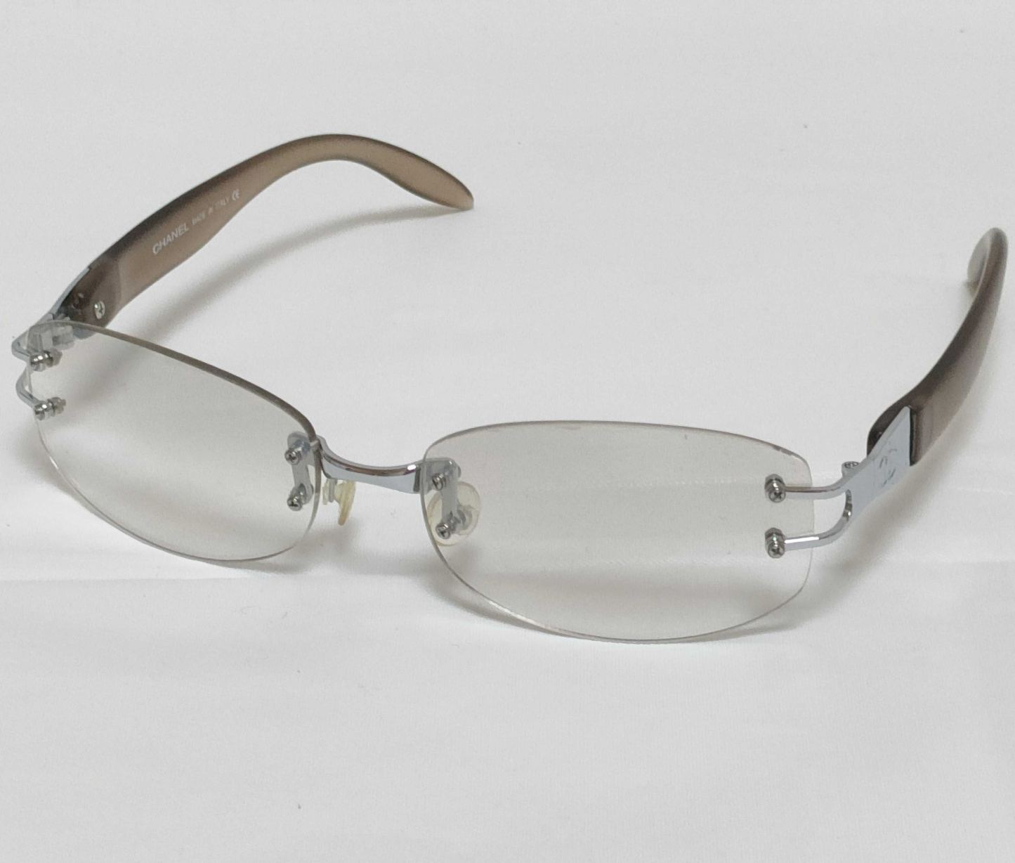 C Frameless silver logo sunglasses
