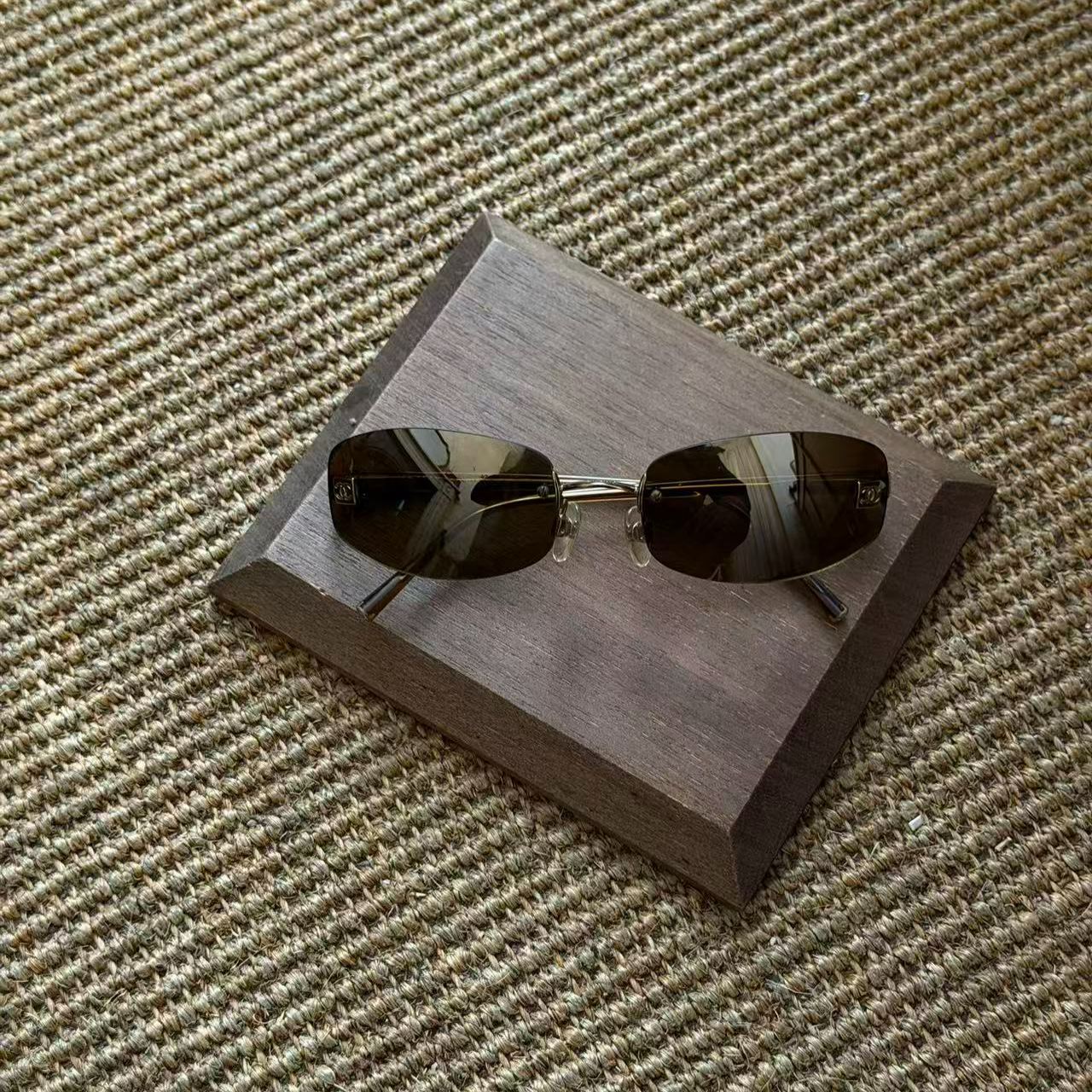 C Gold Square Logo Sunglasses