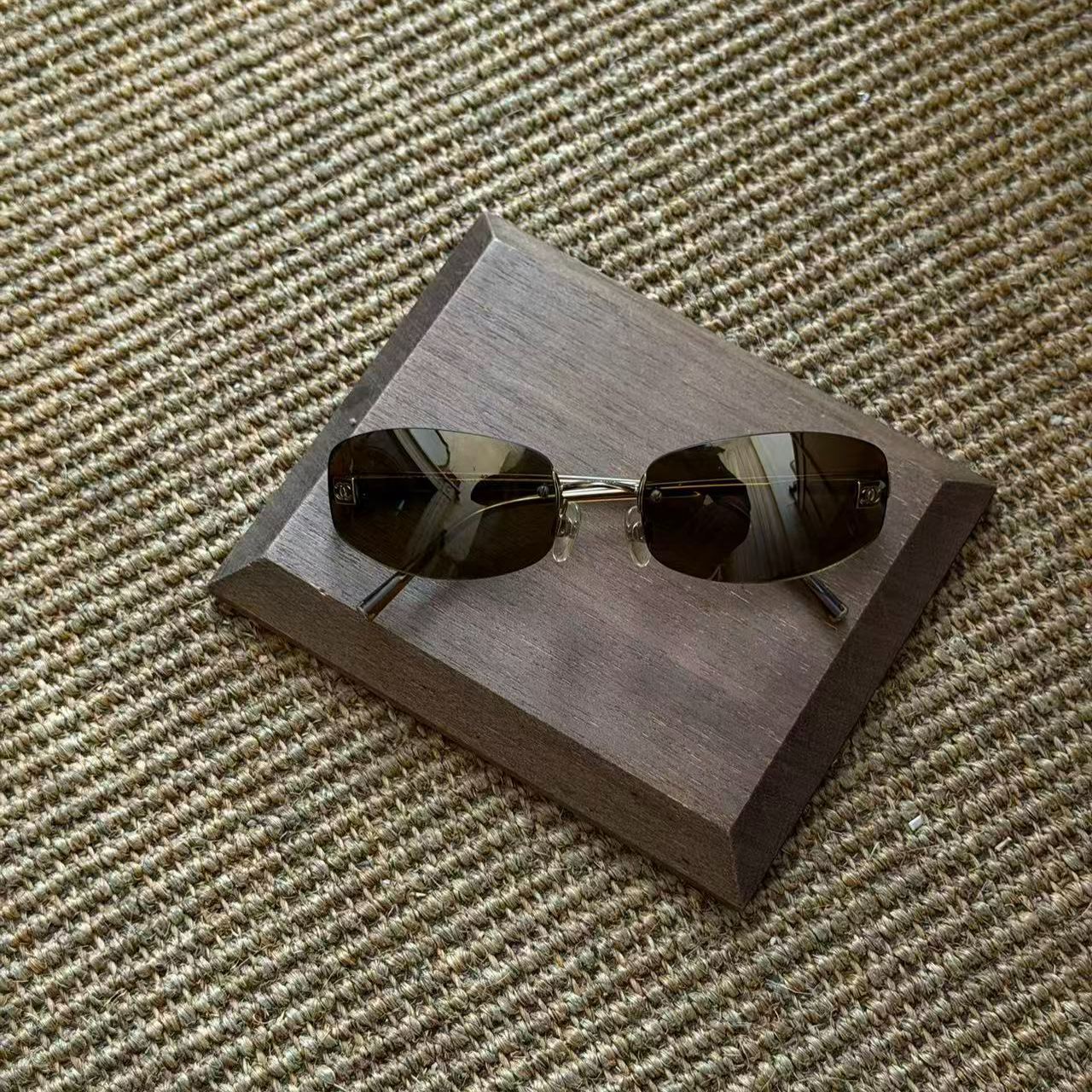 C Gold Square Logo Sunglasses