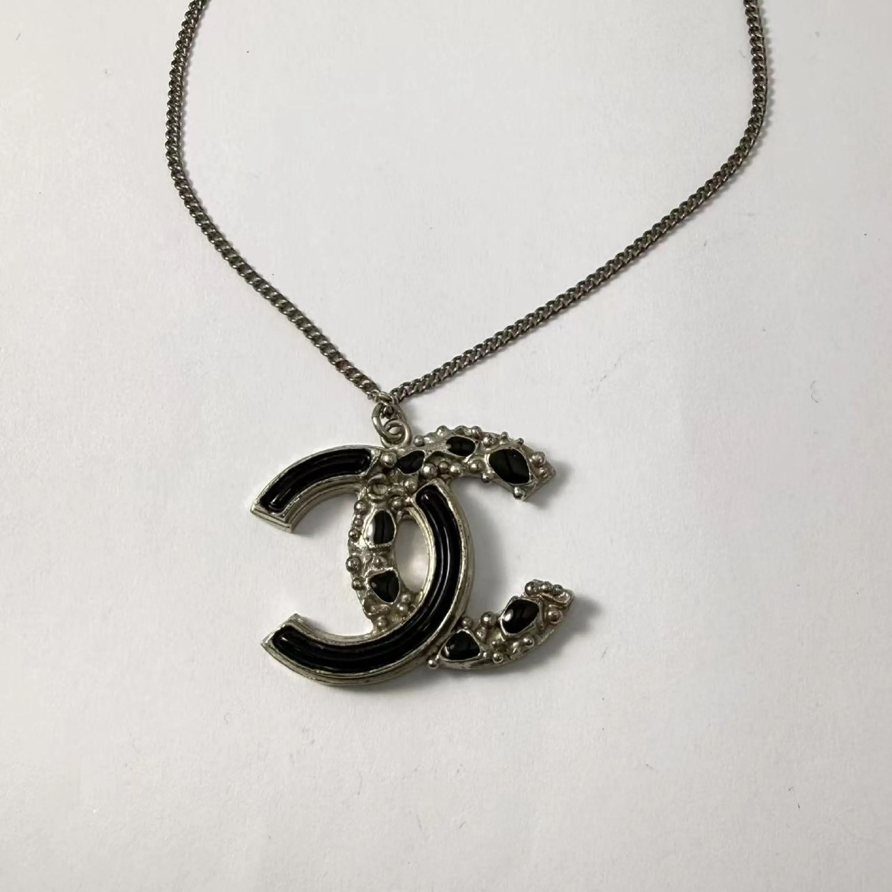 C Double C enamel black necklace