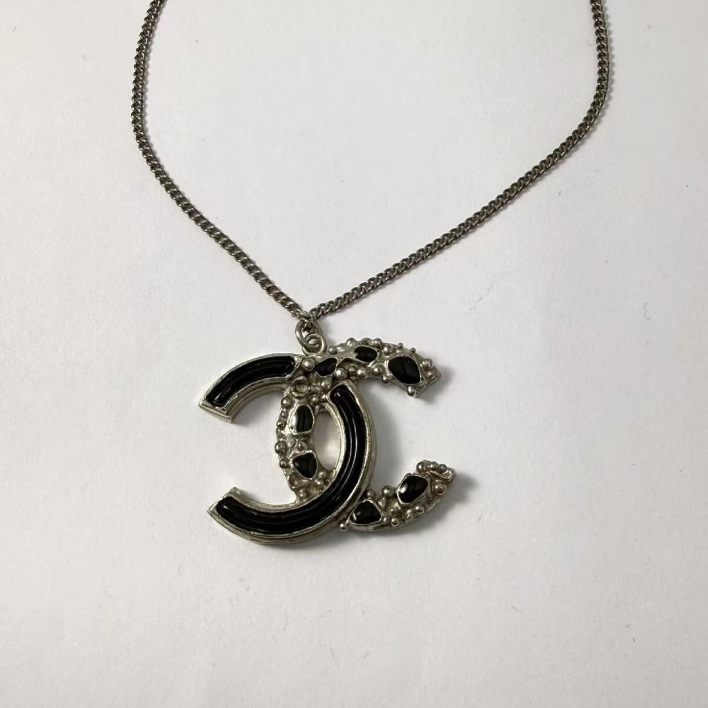 C Double C enamel black necklace