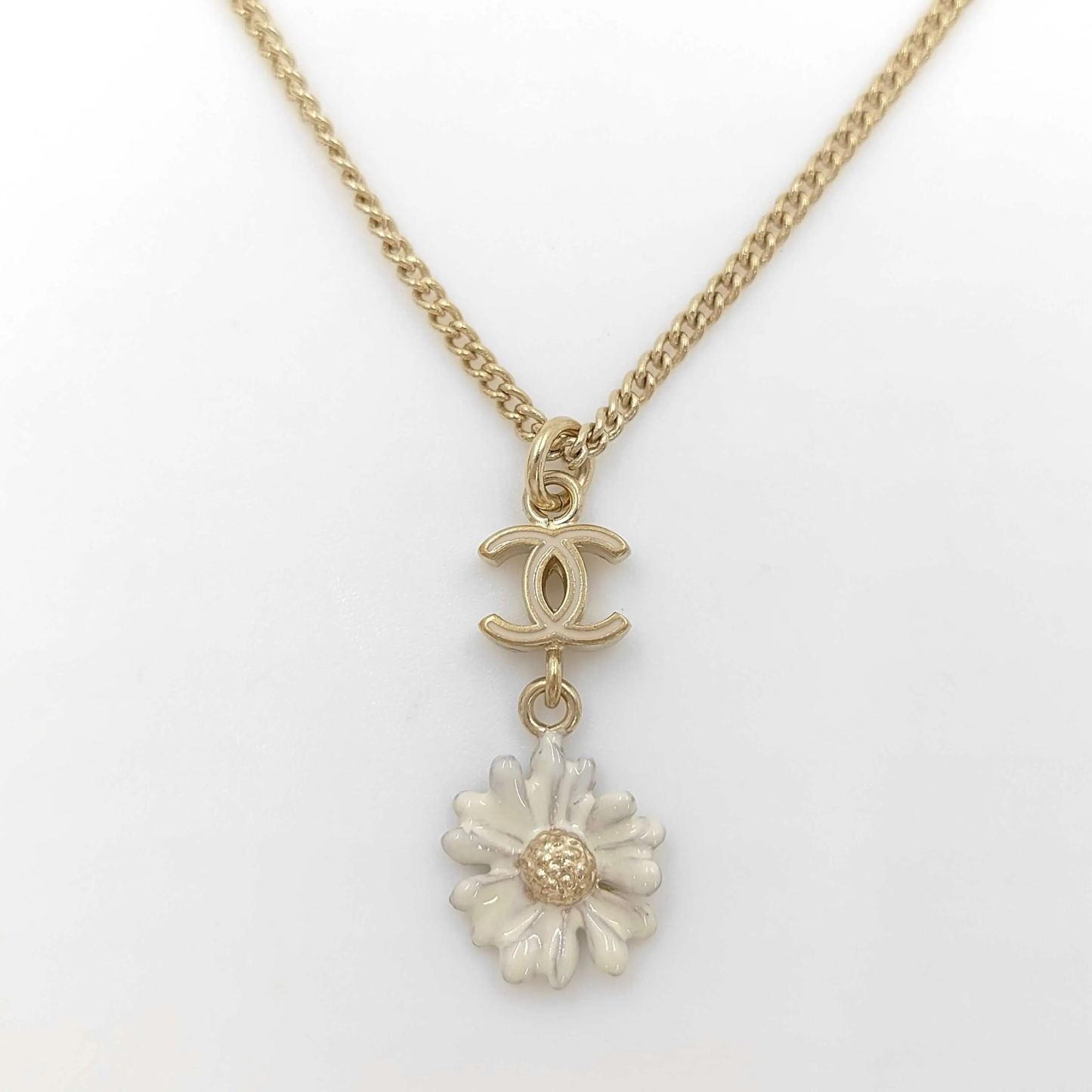 C Double C enamel flower pendant necklace
