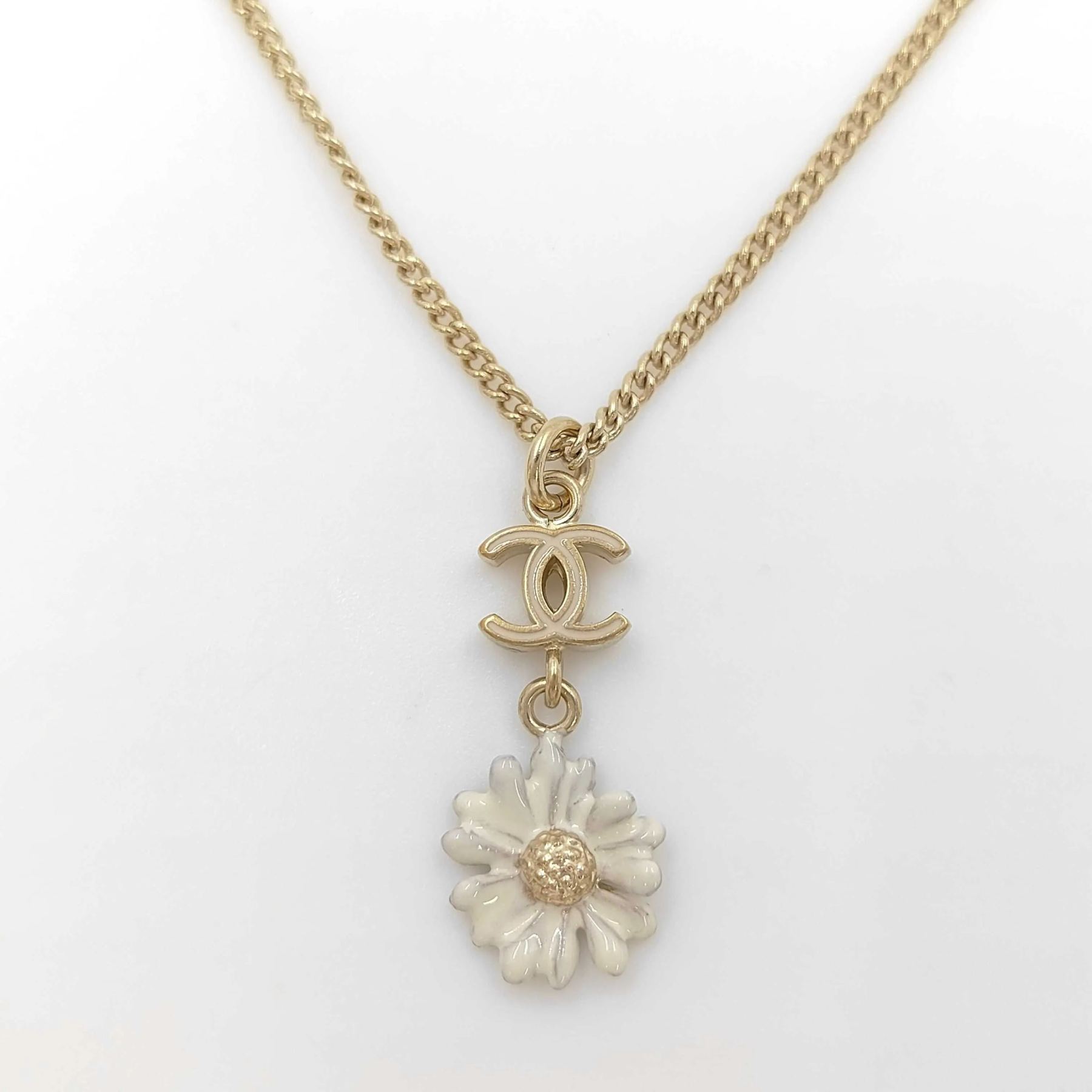 C Double C enamel flower pendant necklace