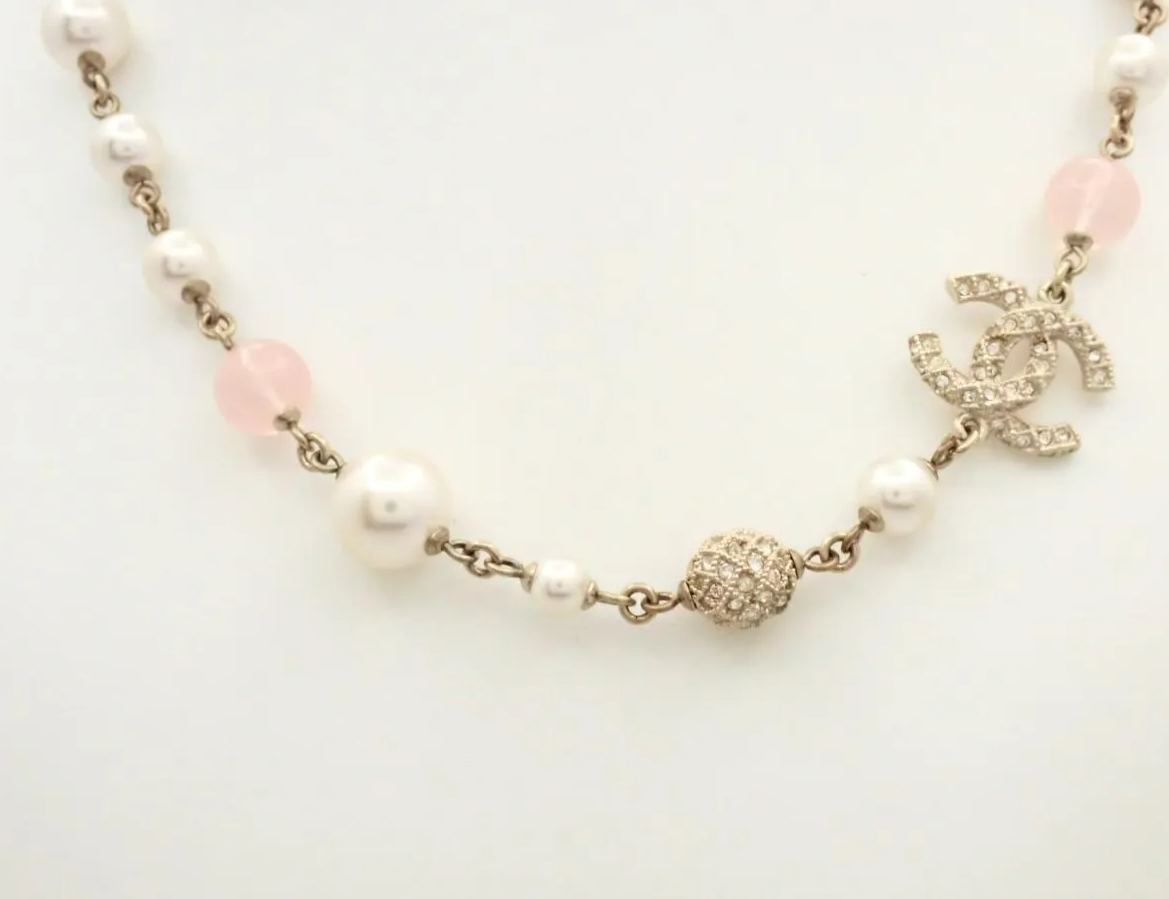 C Pearl Double C Gold Ball Necklace