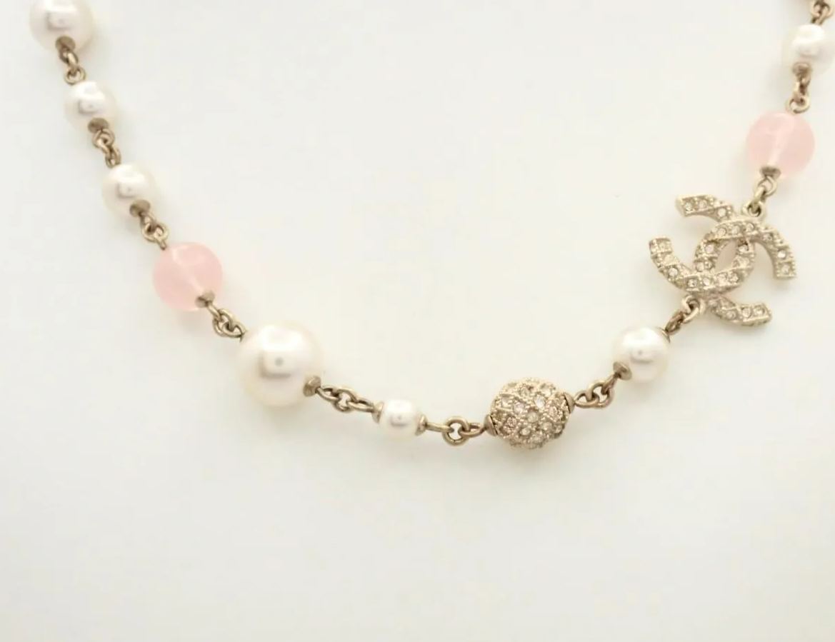C Pearl Double C Gold Ball Necklace