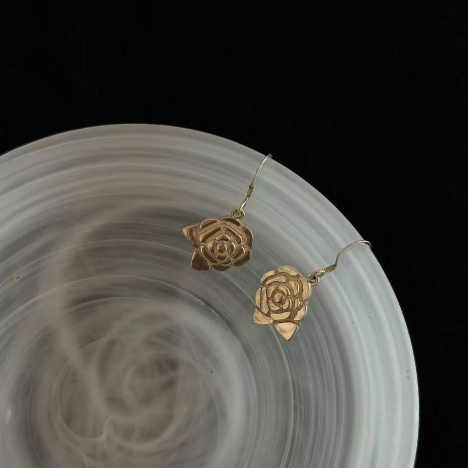 C Camellia silver earrings