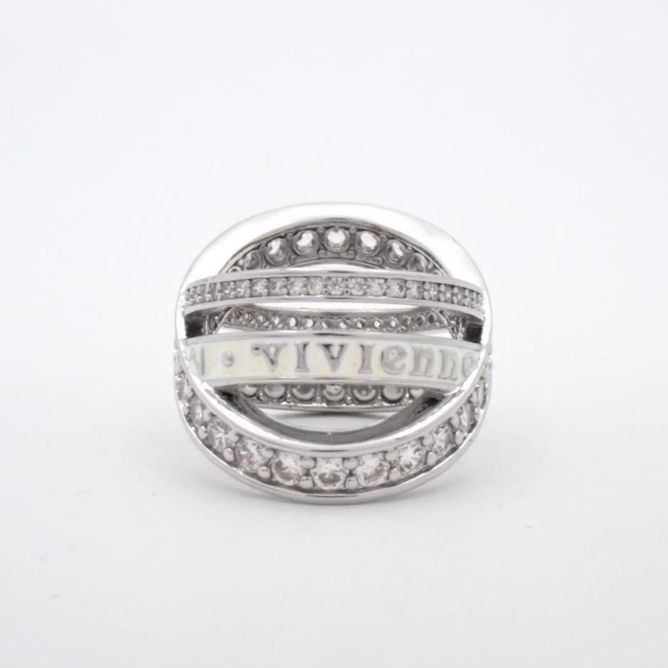 V Saturn full diamond three-layer ring