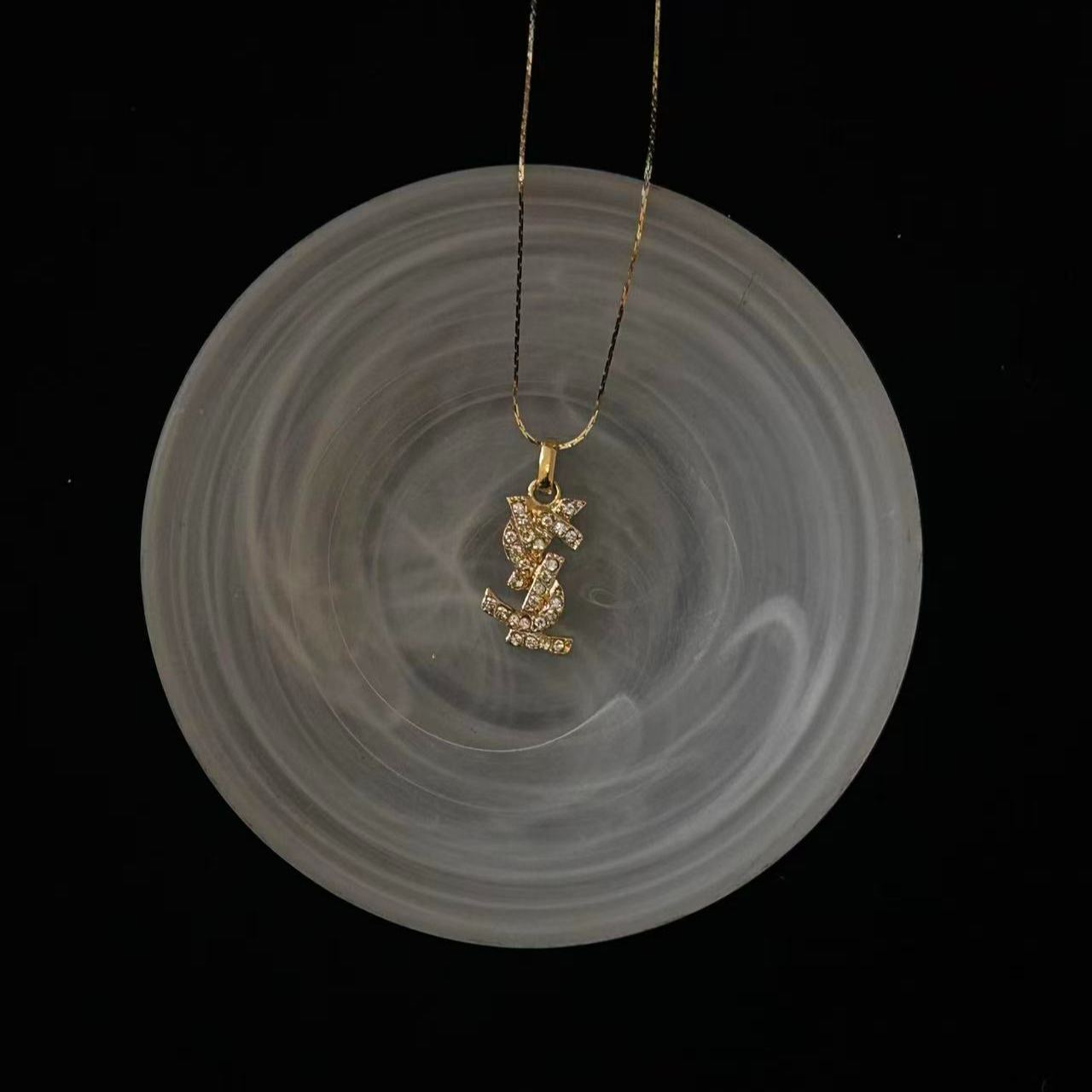 Y Logo full diamond necklace