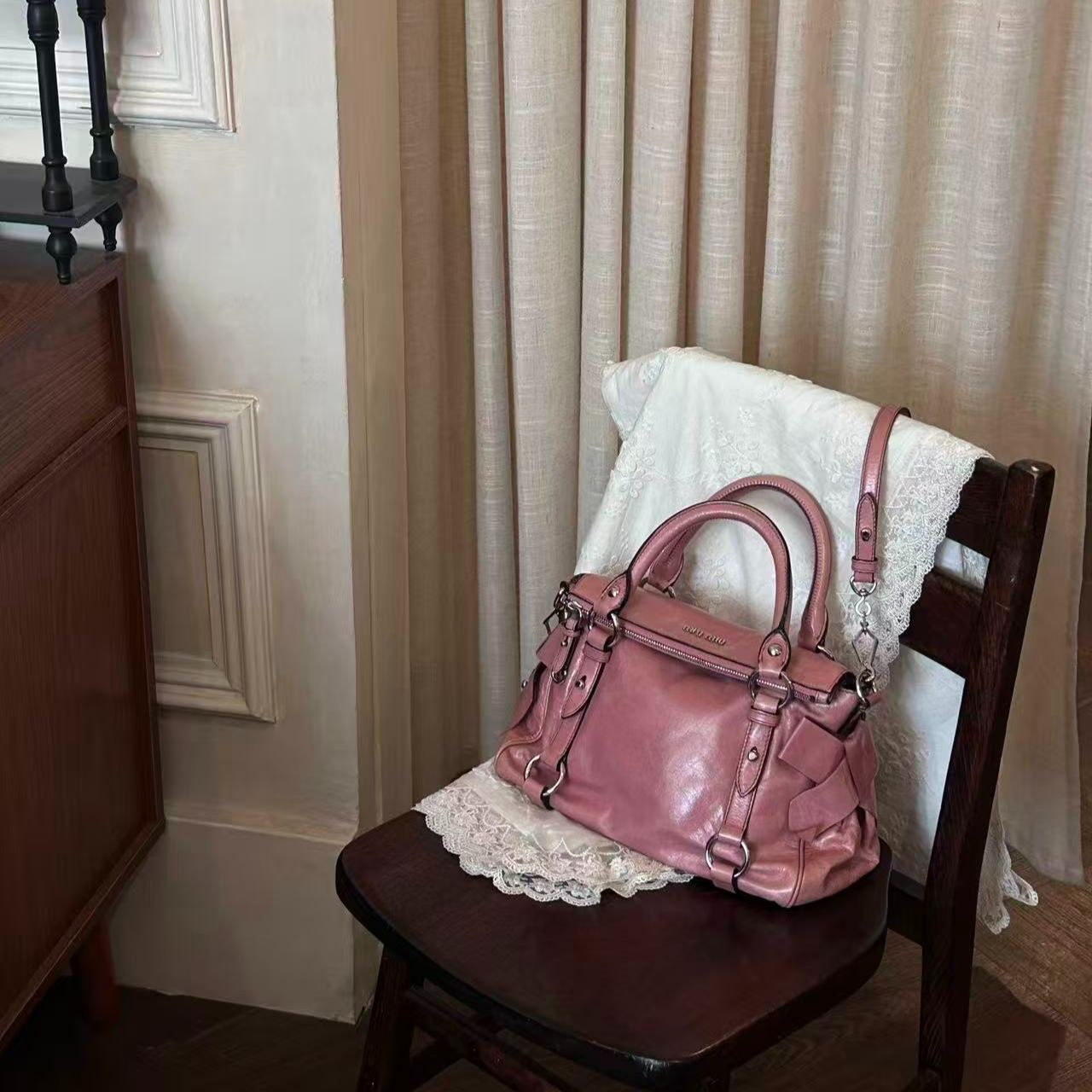 M Pink bow motorcycle bag