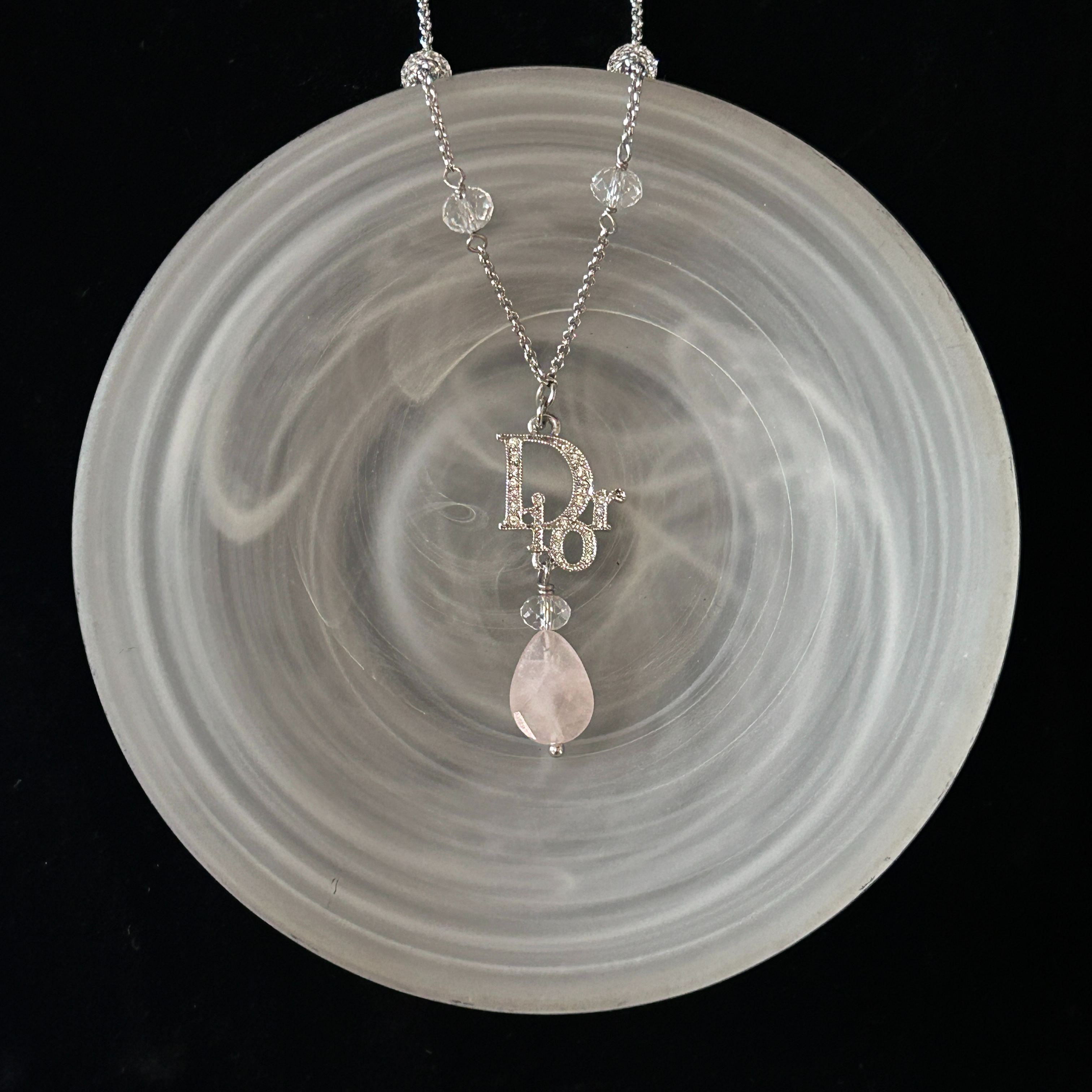 D Full diamond logo ball teardrop pendant necklace