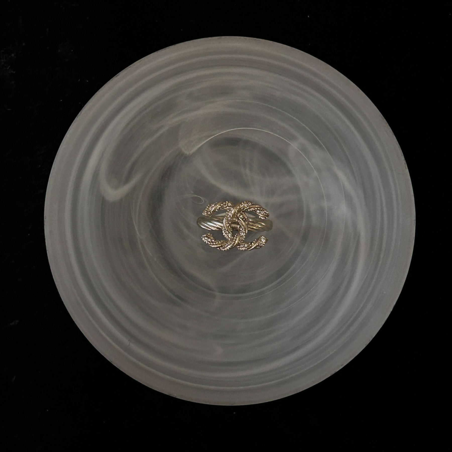 C Twisted rhinestone ring