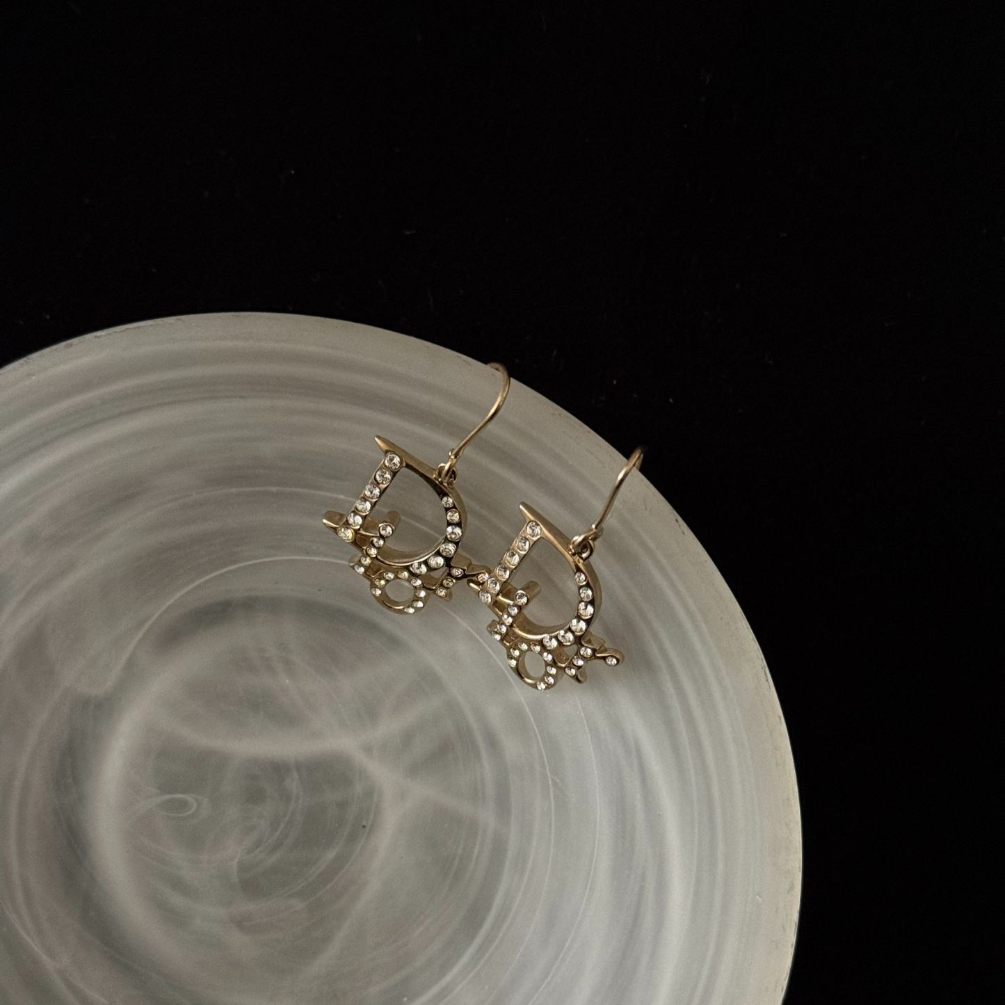 D Logo full diamond earrings