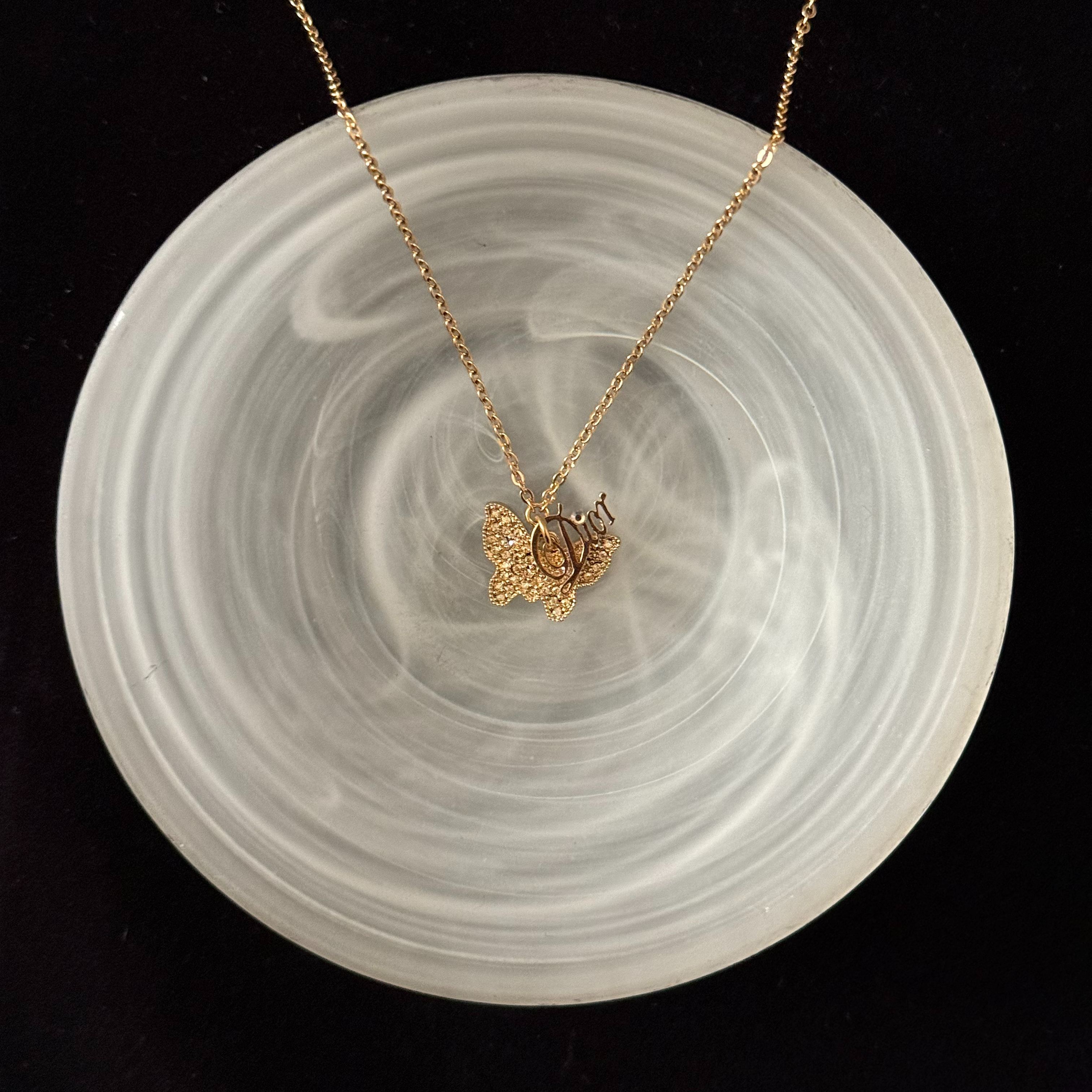 D Butterfly letter necklace