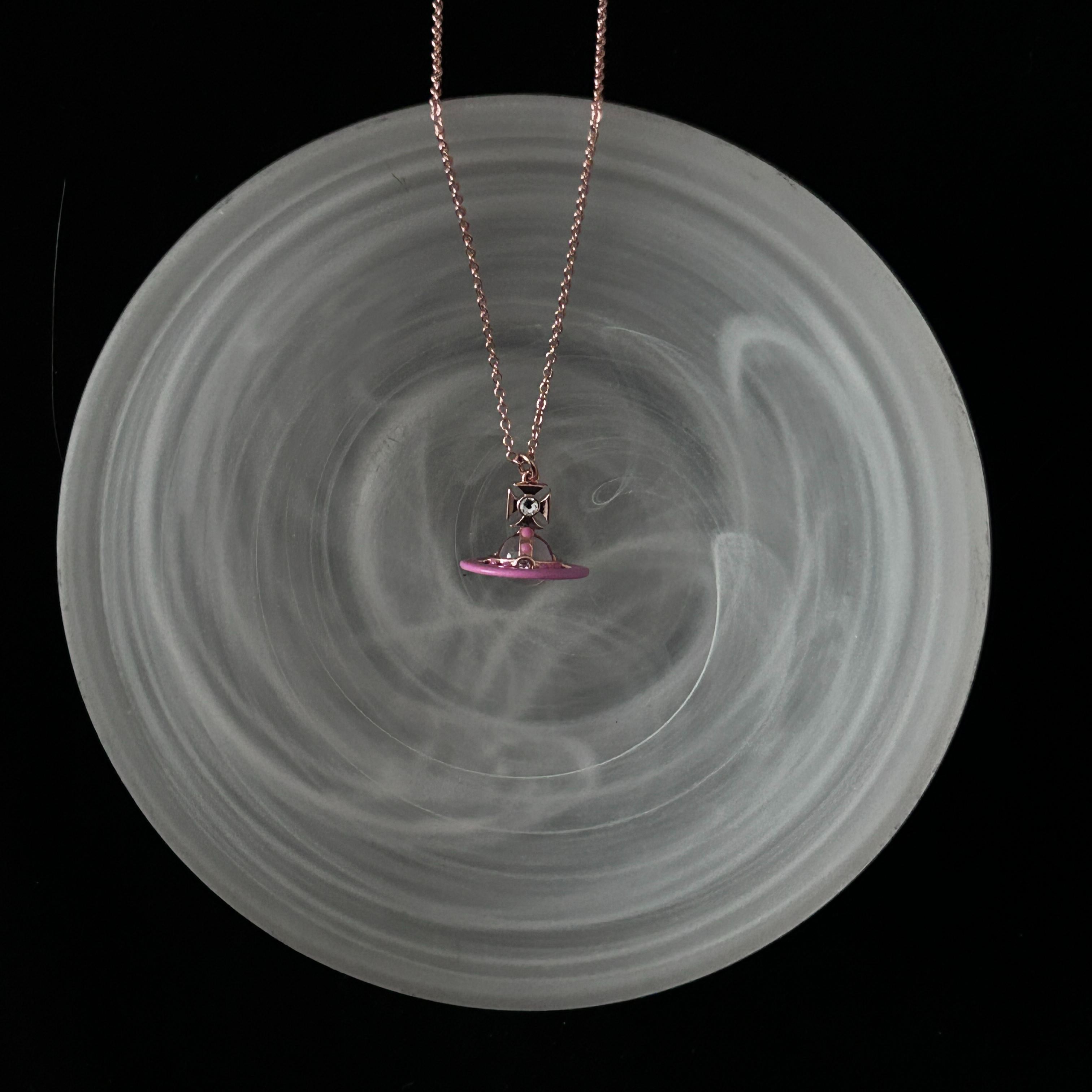 V Pink Saturn Hemisphere Necklace