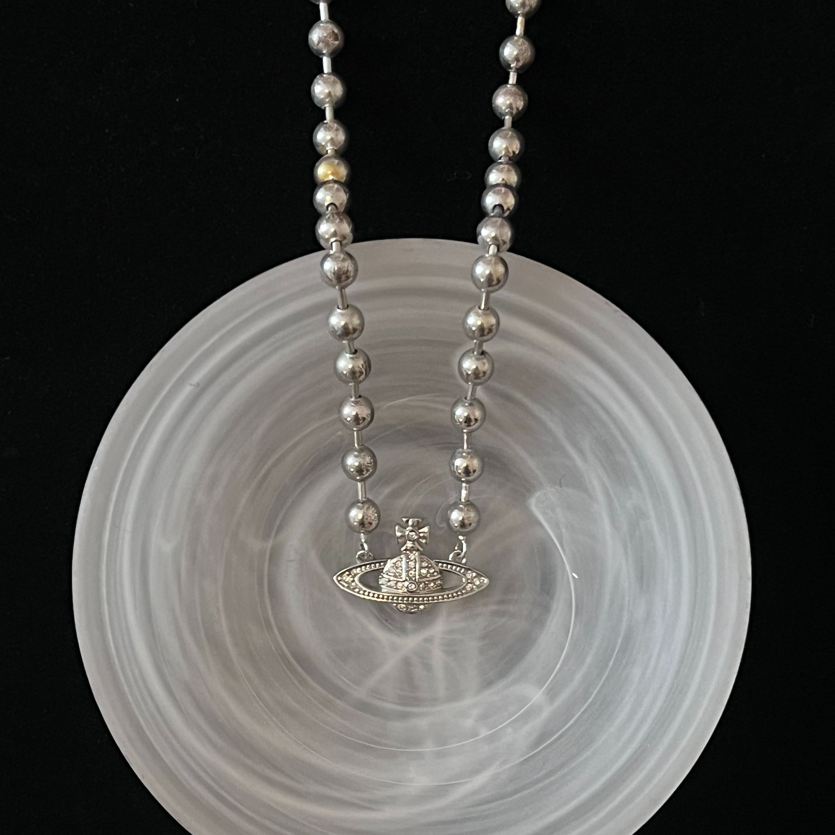 V Pearl Saturn Necklace