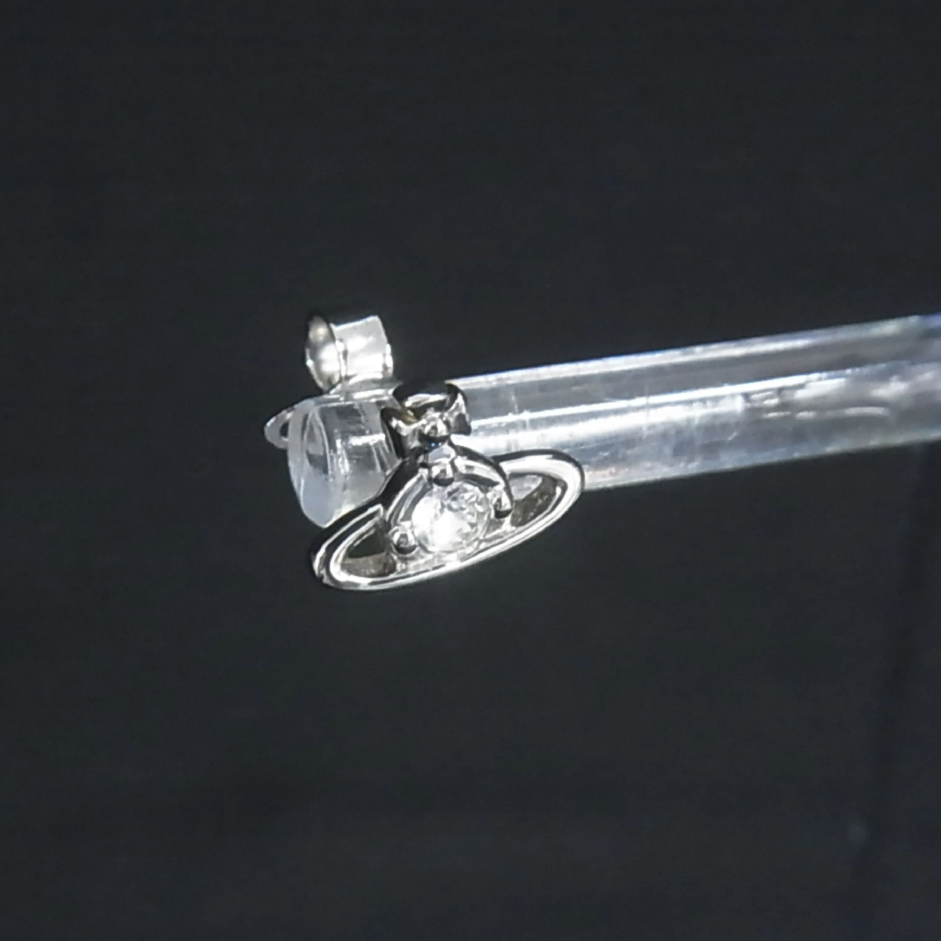 V Single Saturn Rhinestone Earrings