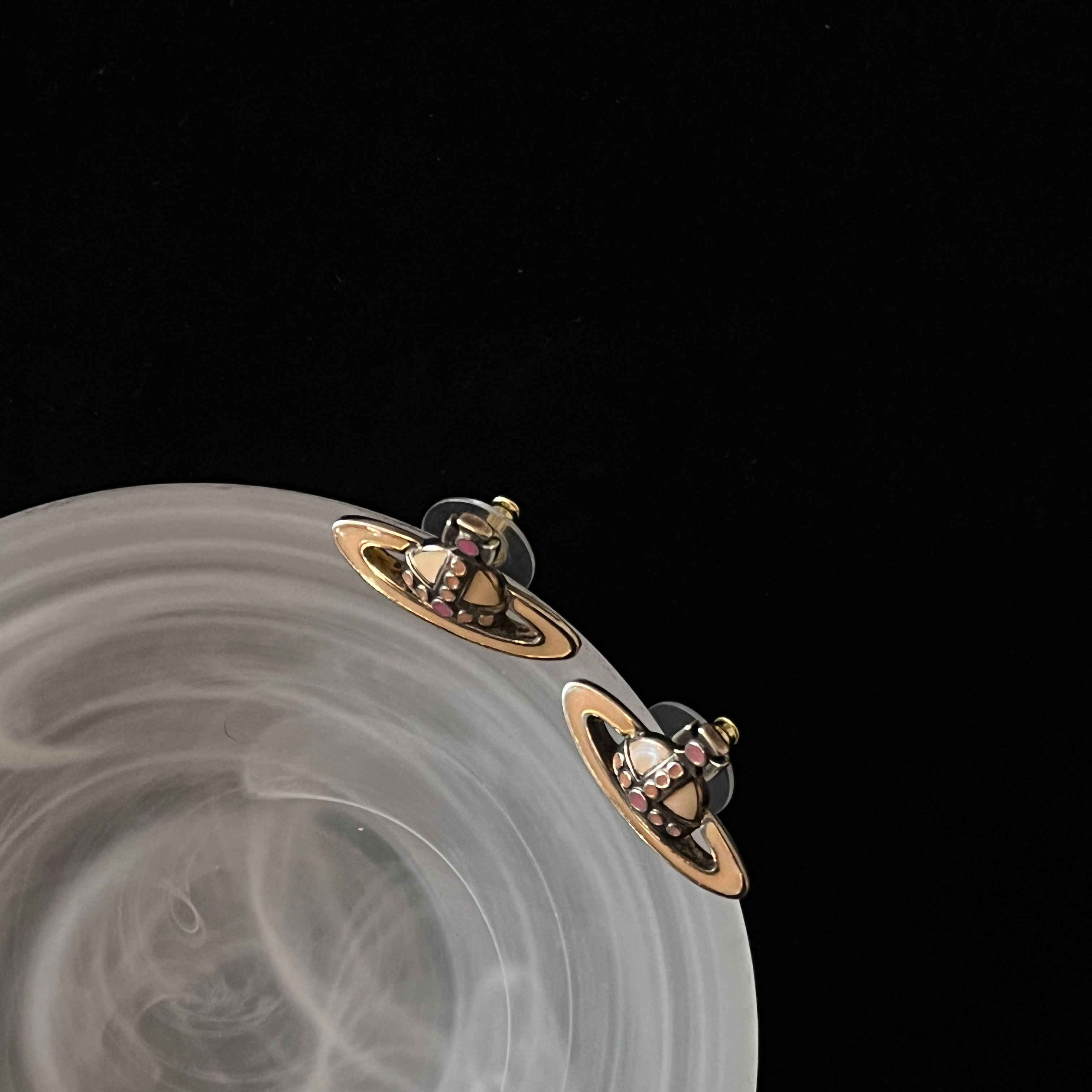 V Saturn Enamel Earrings