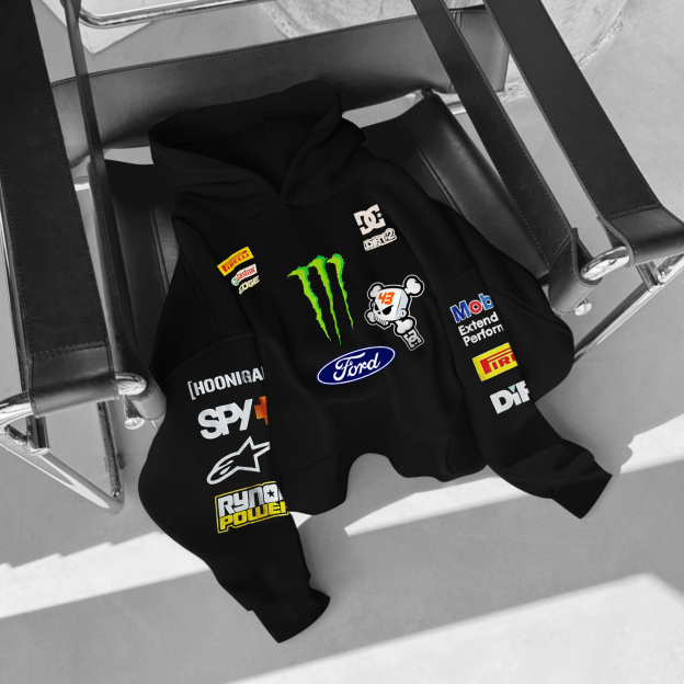 Oversize Racing Graphic Print Hoodie