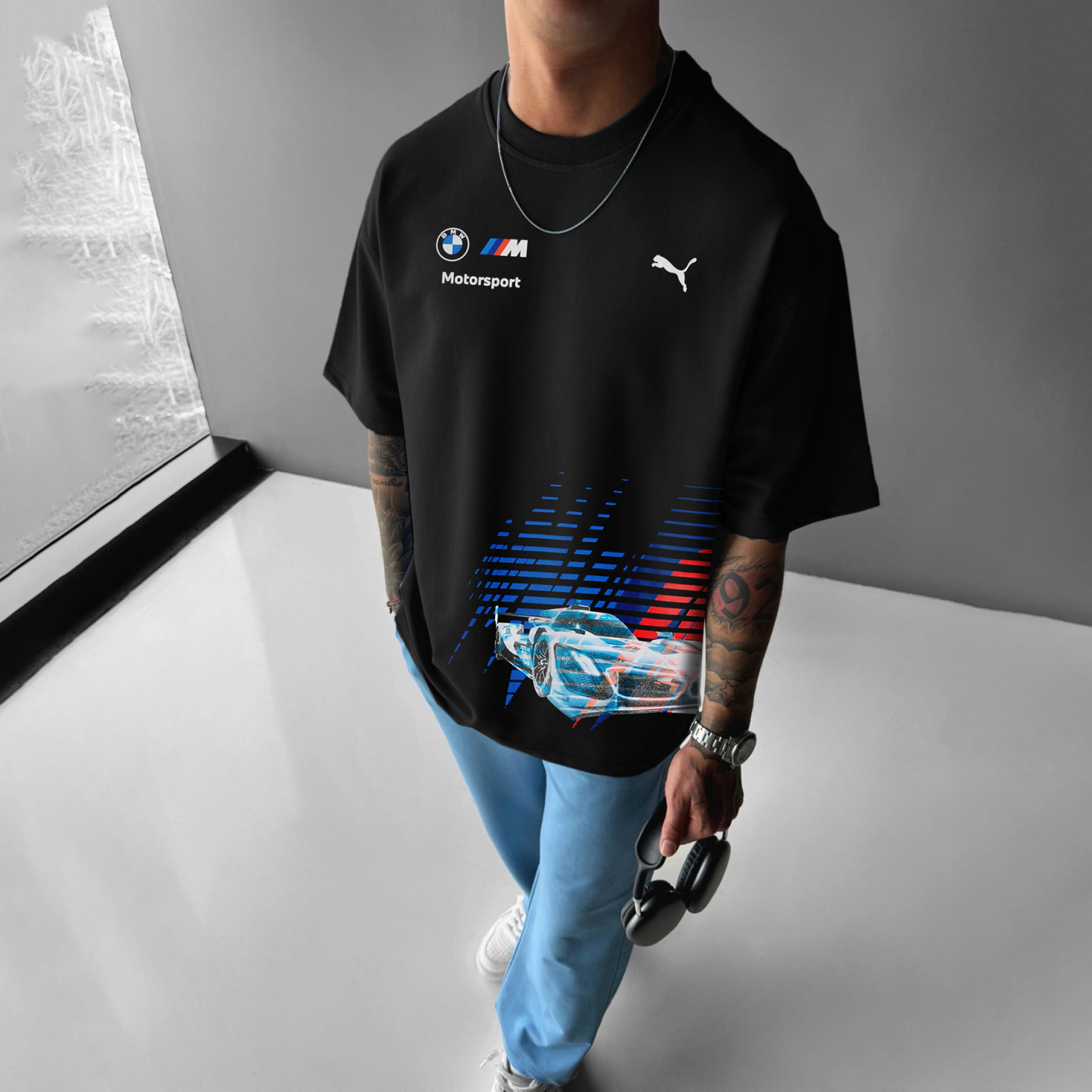 Unisex Casual Sports Car Print T-shirt
