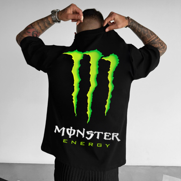 Unisex Casual Oversized Energetic Drinks Print T-Shirt