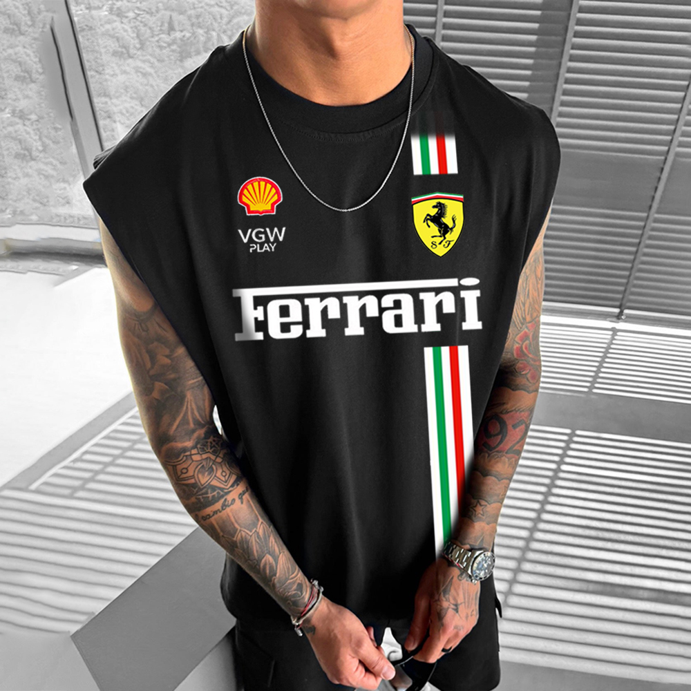 Oversized Unisex Racing Print Sleeveless T-shirt