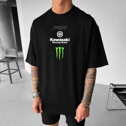 Unisex Casual Oversized Motorcycle Racing Print T-Shirt