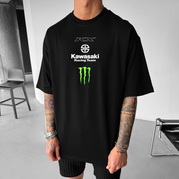 Unisex Casual Oversized Motorcycle Racing Print T-Shirt
