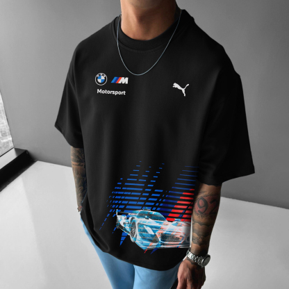 Unisex Casual Sports Car Print T-shirt