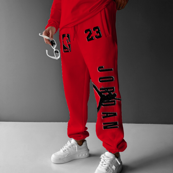 Unisex Basketball Game Star Sports Fitness Printed Autumn and Winter Sweatpants Casual Pants